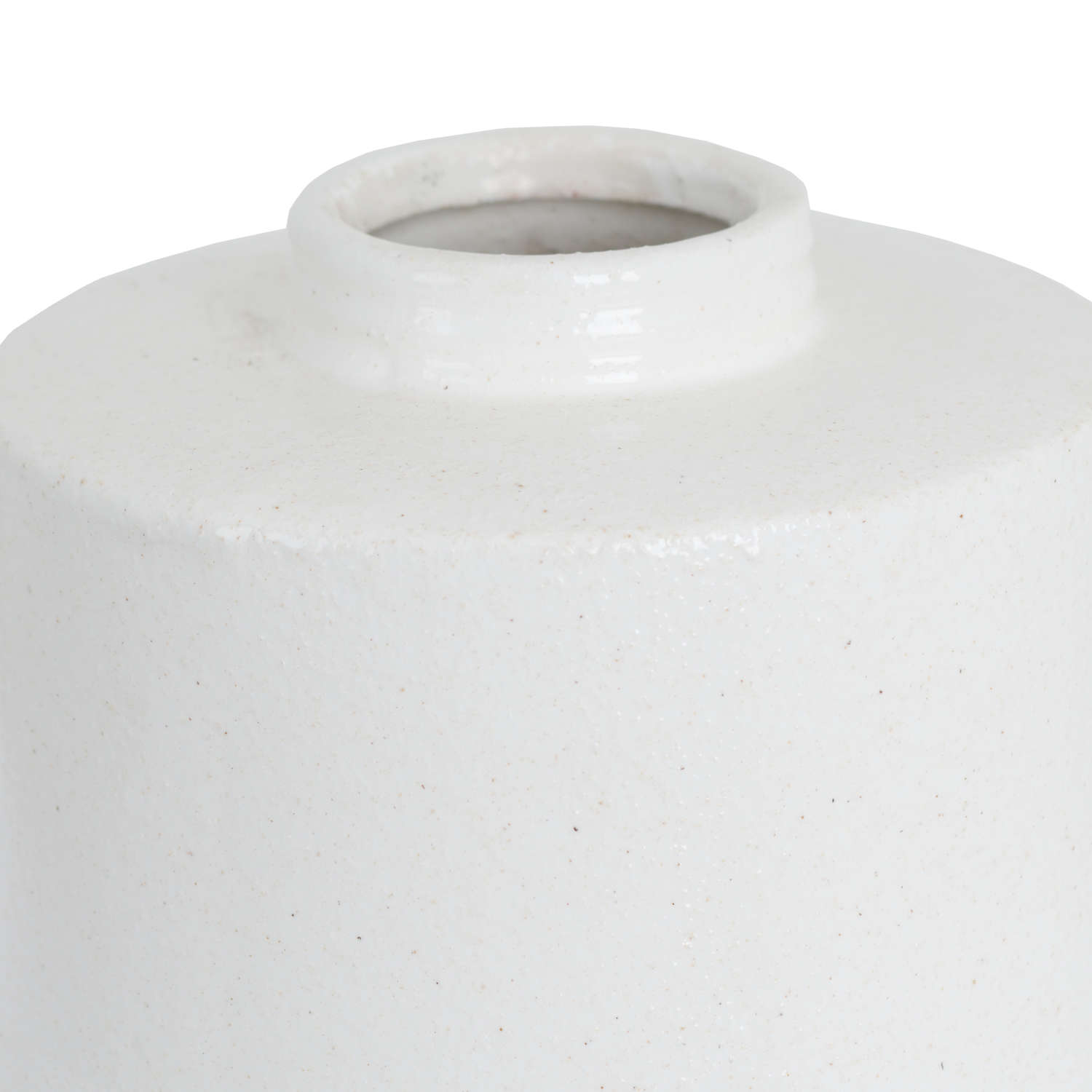 White With Grey Detail Large Cylindrical Ceramic Vase - Image 2
