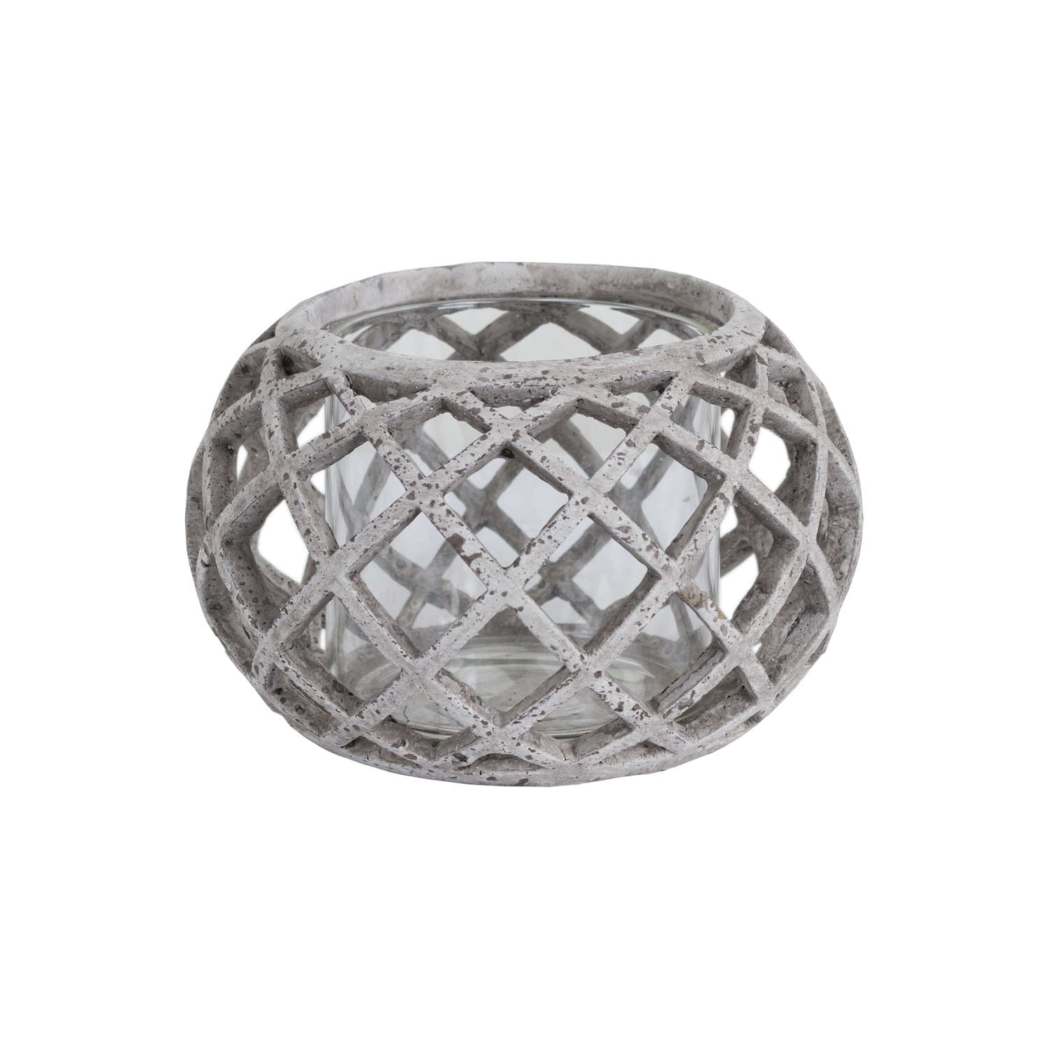 Round Ceramic Lattice Hurricane Lantern - Image 1