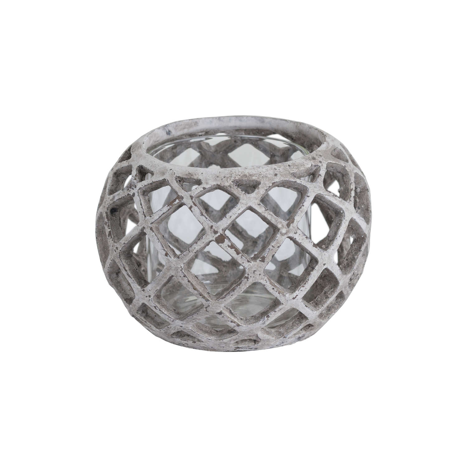 Large Round Ceramic Lattice Hurricane Lantern - Image 1