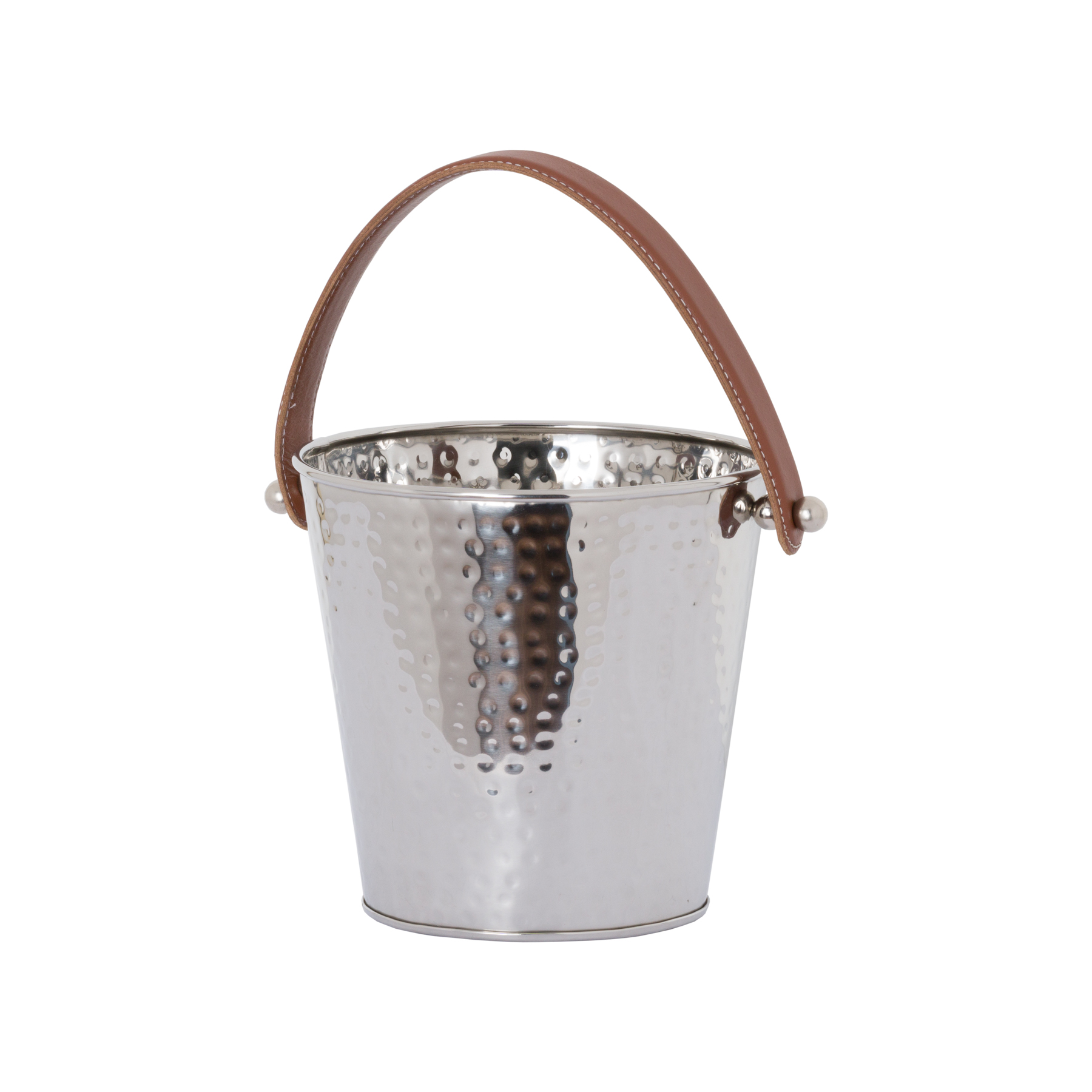 Champagne Bucket In Nickel With Leather Handles From Hill Interiors