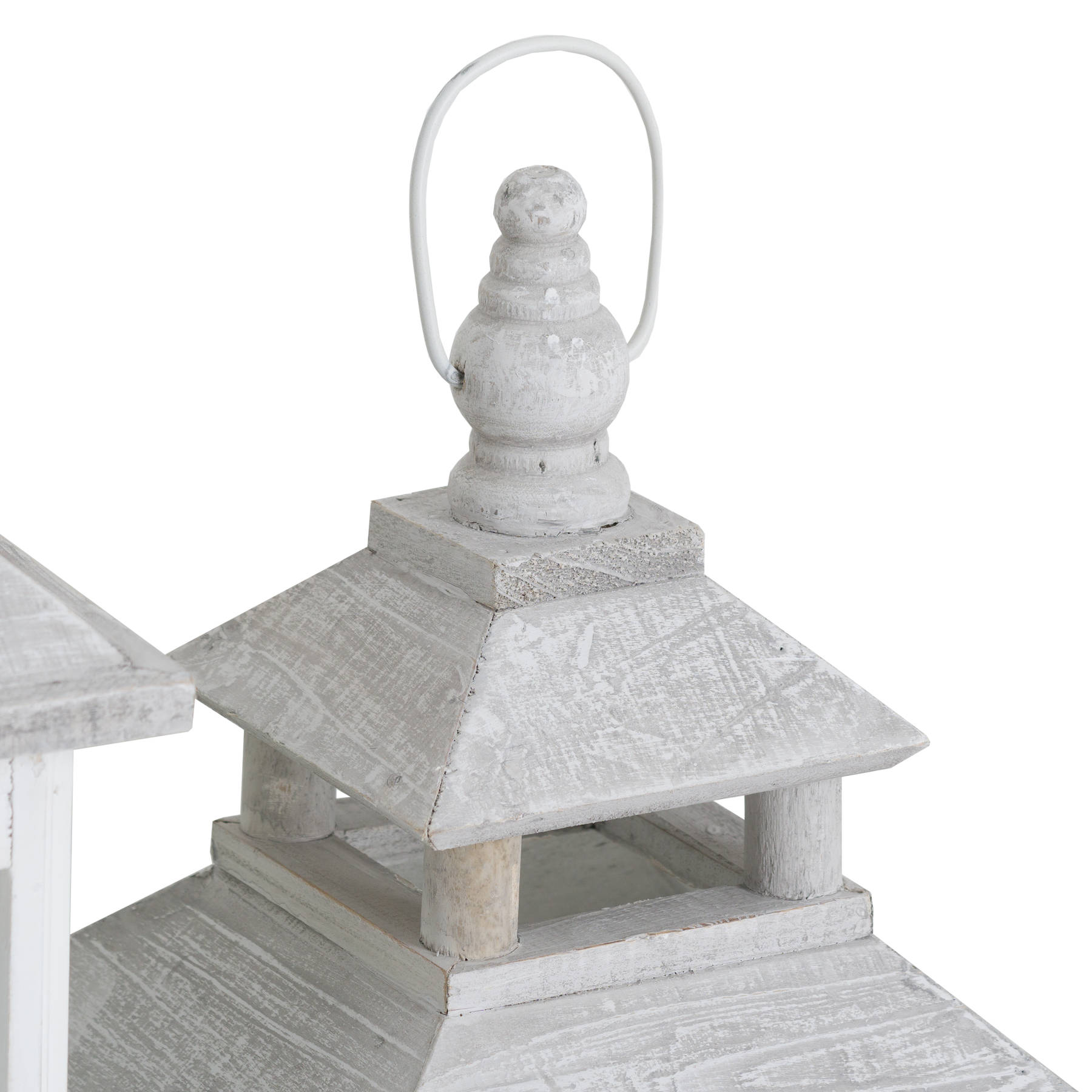 Set Of 3 White Window Style Lanterns With Open Top - Image 2