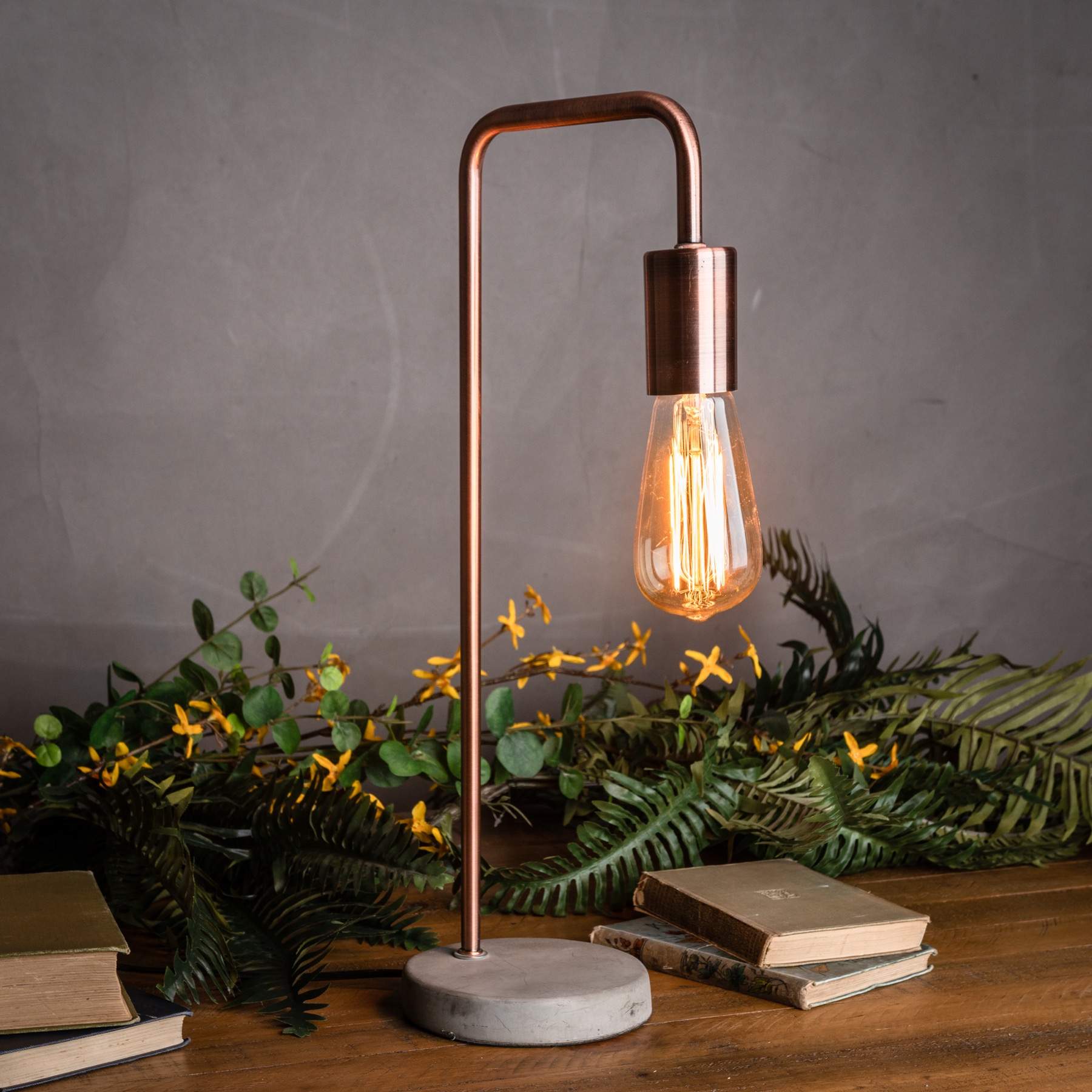 Copper Industrial Lamp With Stone Base - Image 3