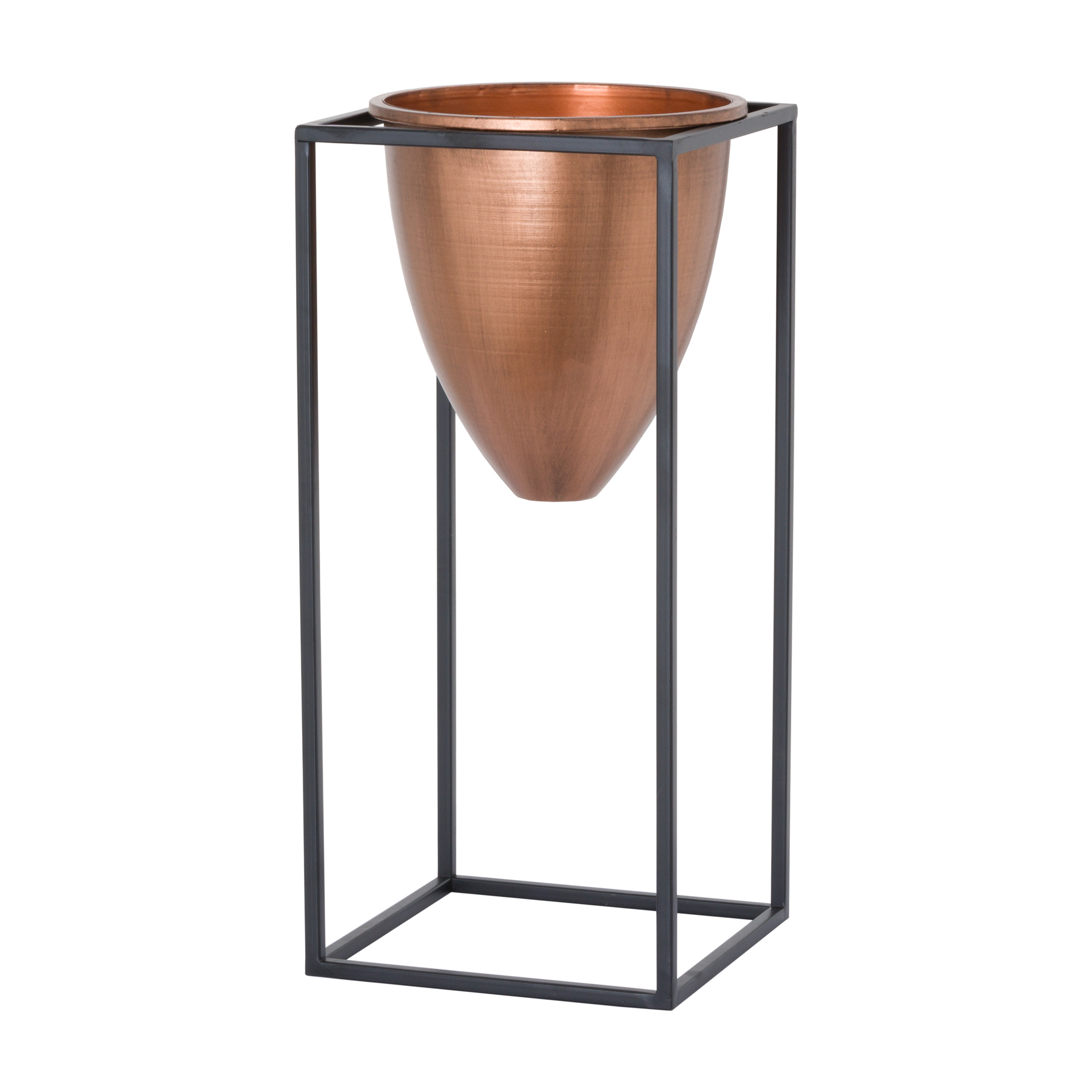 Large Copper Bullet Planter On Black Frame - Image 1