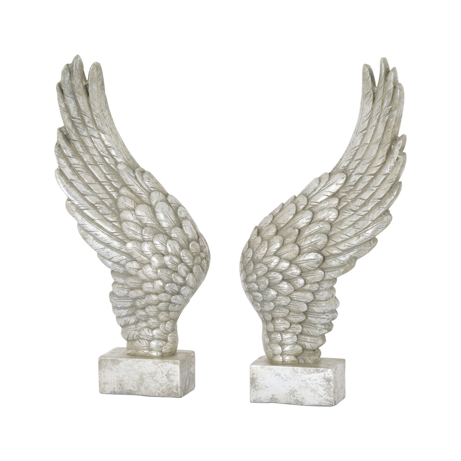 Large Freestanding Antique Silver Angel Wings Ornament - Image 1