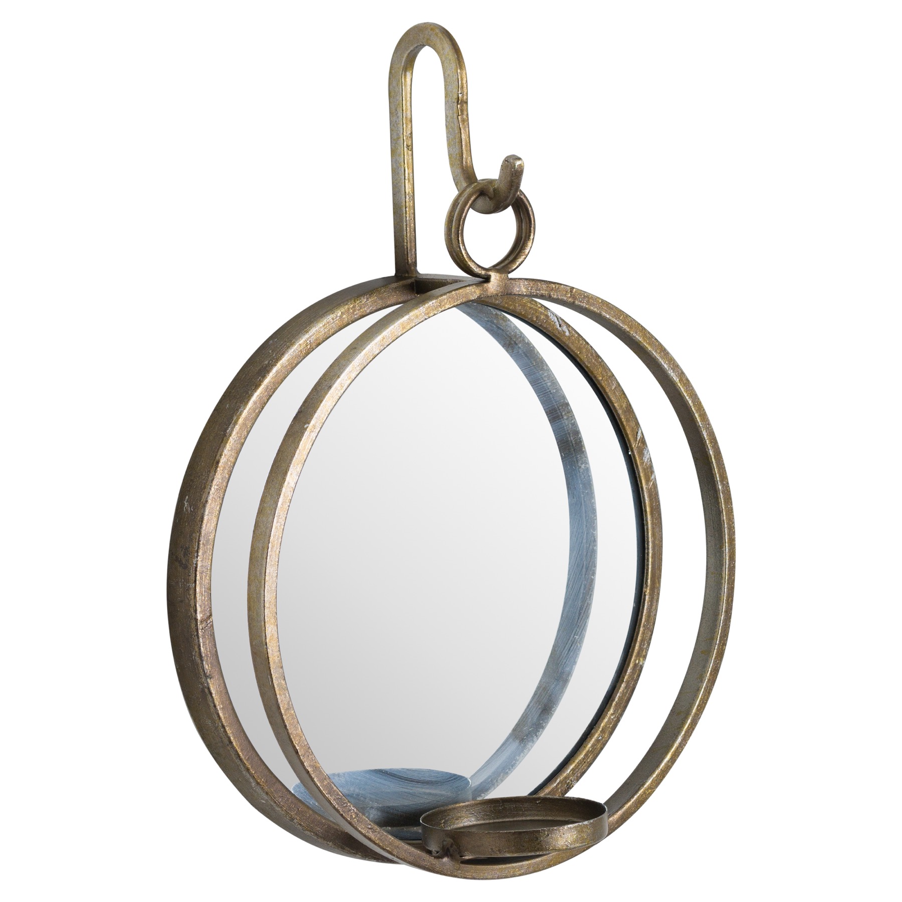 Large Bronze Wall Hanging Mirrored Candle Holder - Image 1