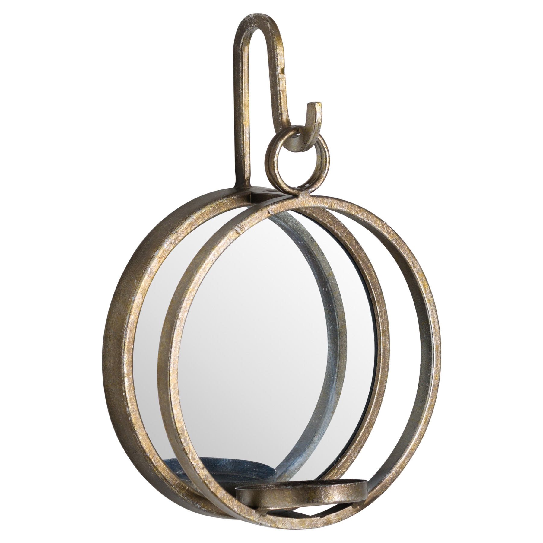 Small Bronze Wall Hanging Mirrored Candle Holder - Image 1