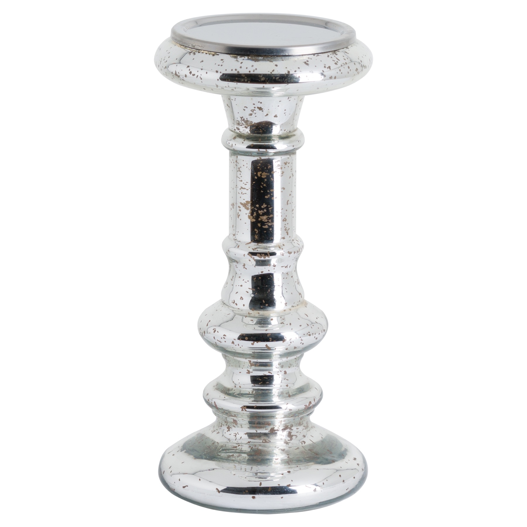 Silver Metallic Tall Glass Candle Holder From Hill Interiors