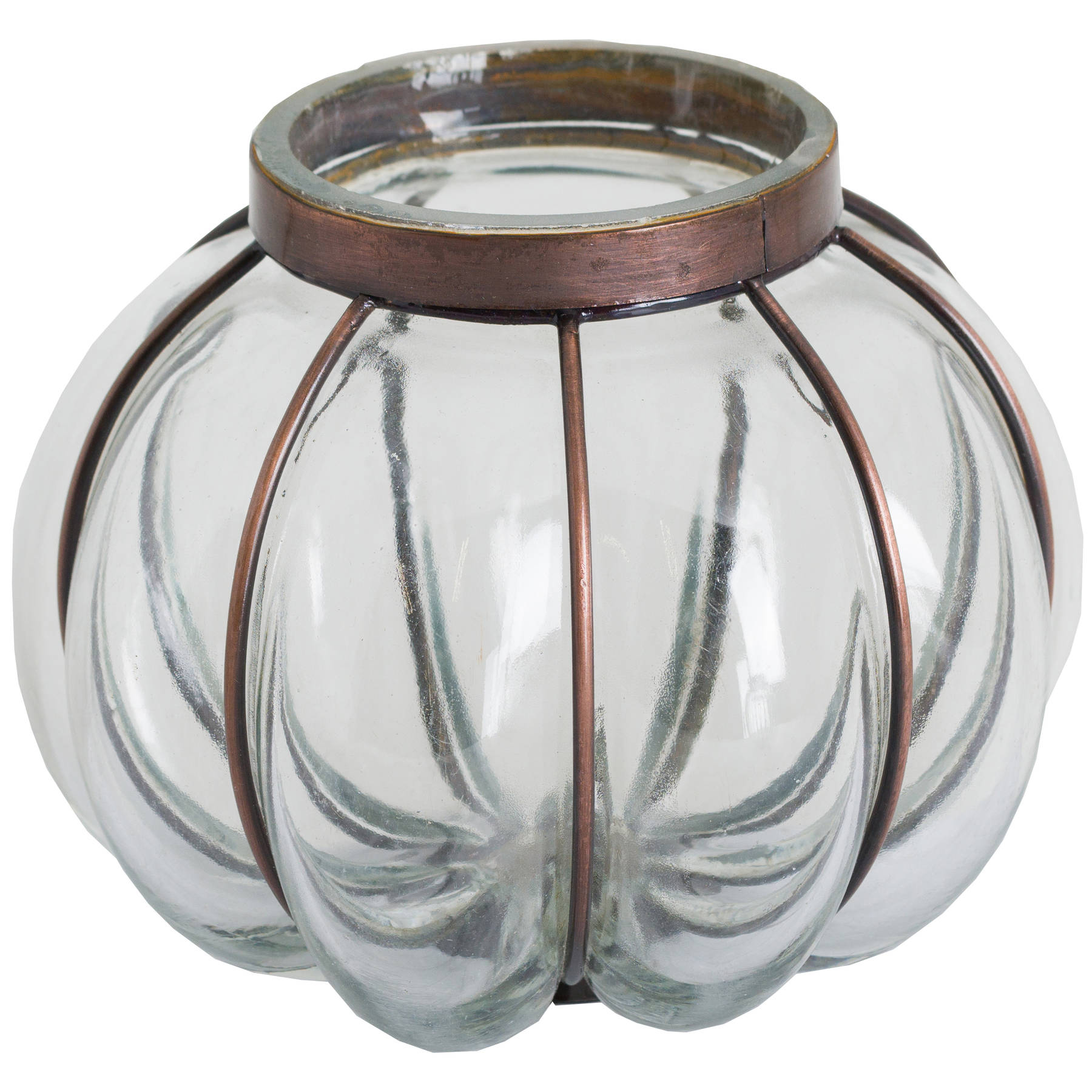Large Blown Glass Candle Holder With Metal Fitting From Hill Interiors