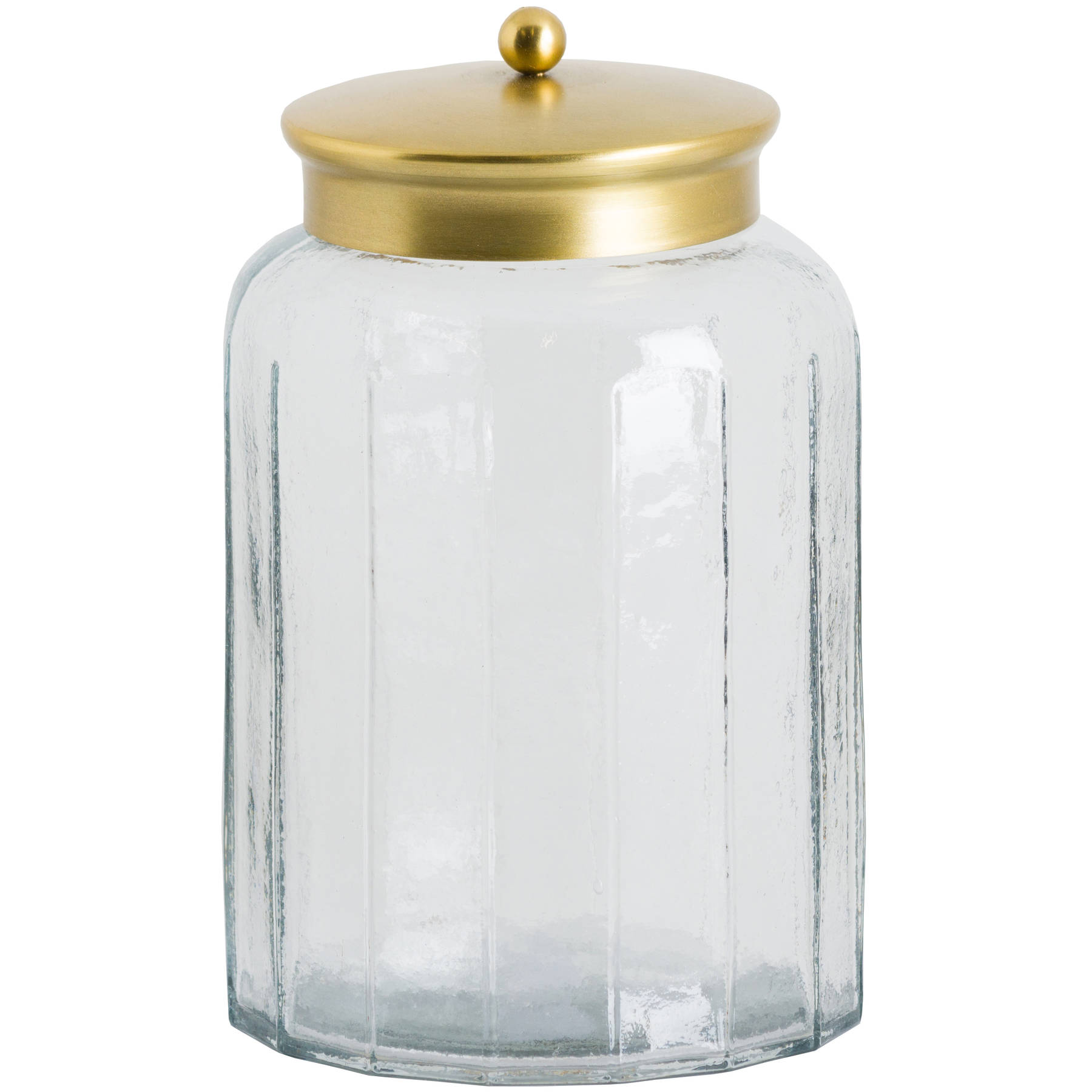 Large Hammered Glass Jar With Brass Lid Wholesale by Hill Interiors