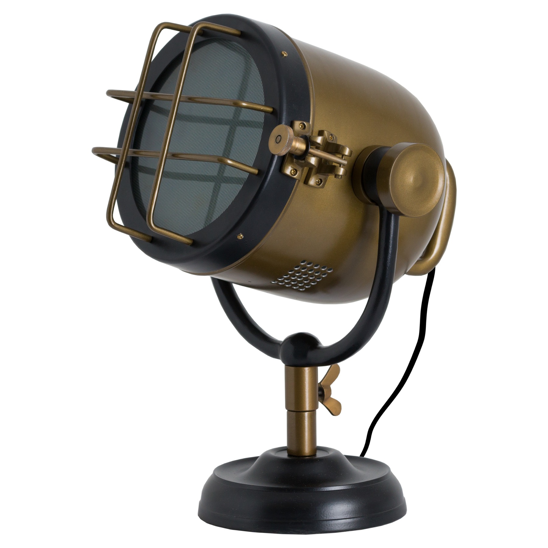 Brass And Black Industrial Spotlight Table Lamp - Image 1