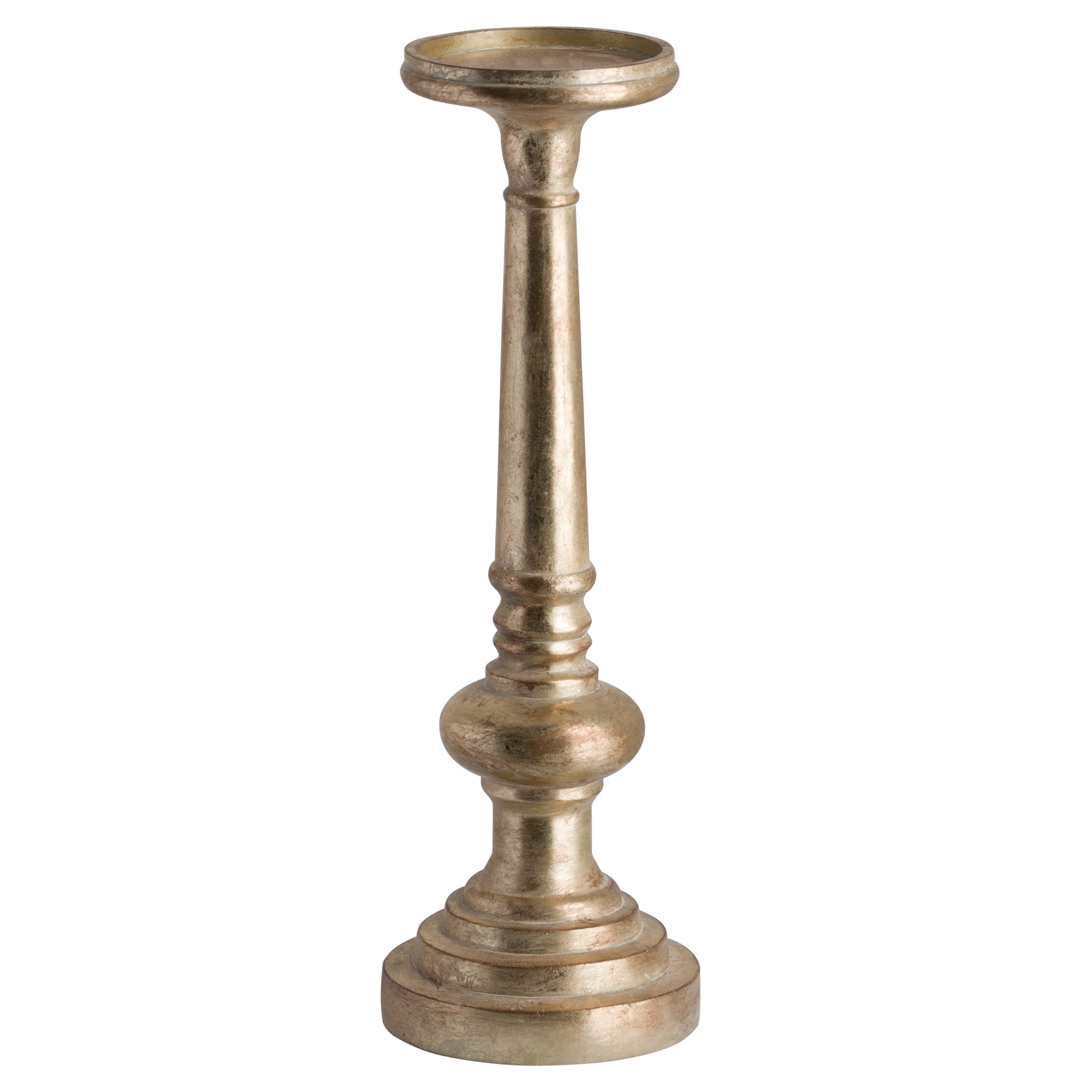 Antique Brass Effect Tall Candle Holder - Image 1
