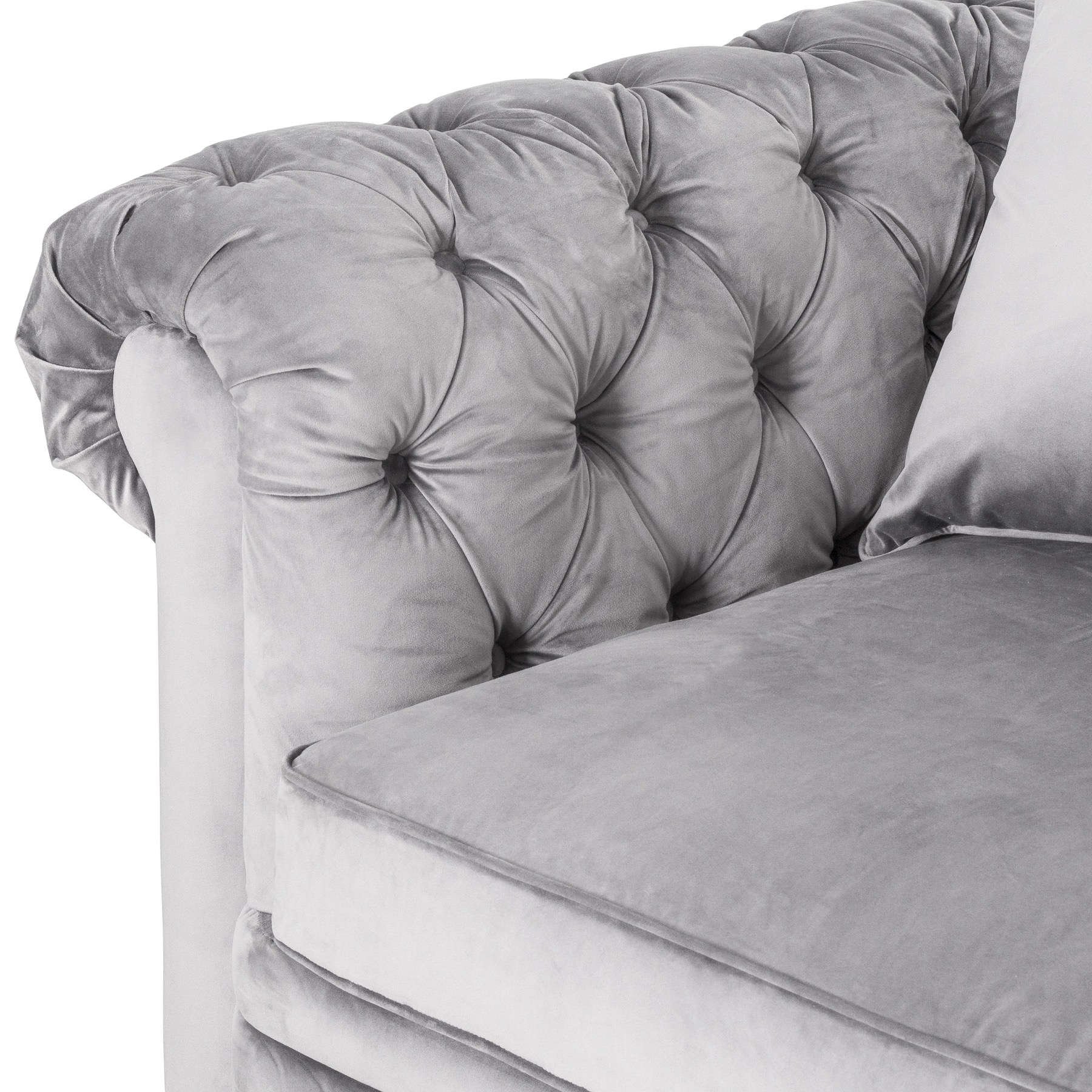 Grey Velvet Large Chesterfield Three Seater Sofa - Image 2
