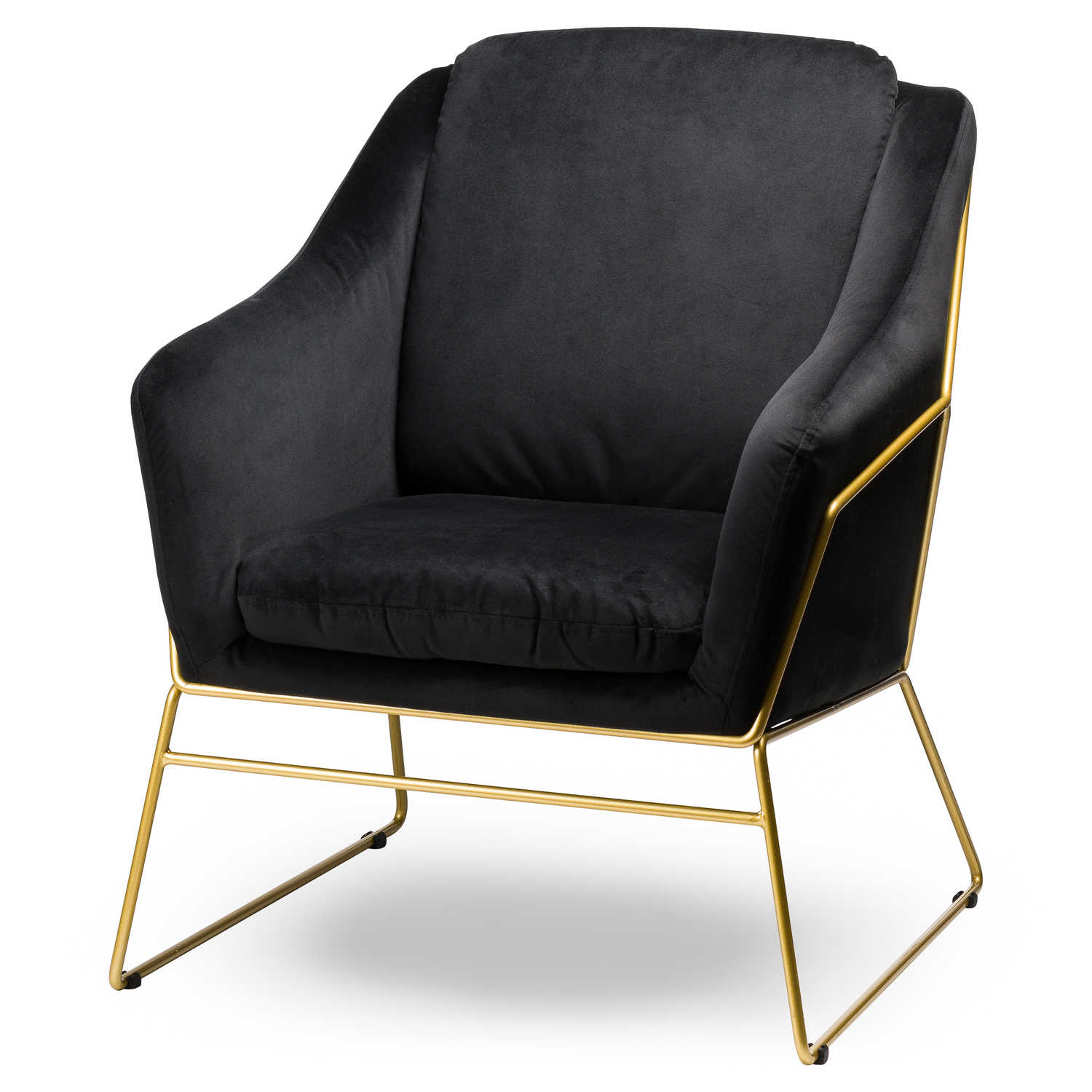 Black Velvet Contempory Chair With Brass Piping From Hill Interiors