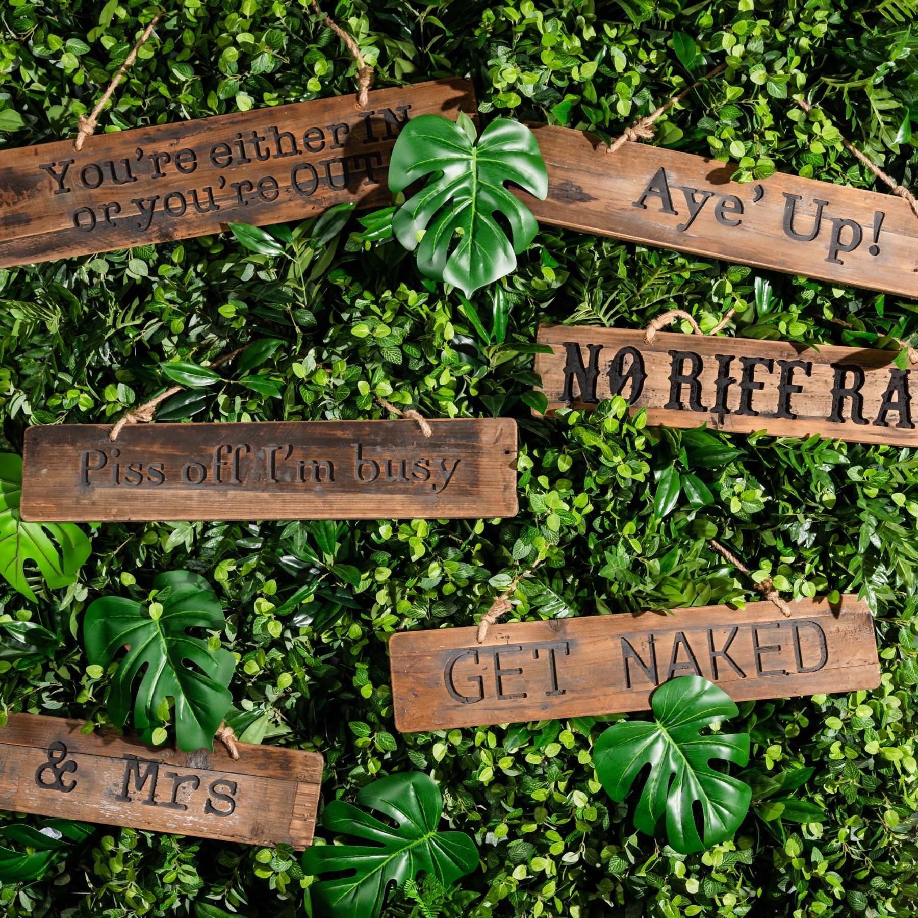 Aye' Up Rustic Wooden Message Plaque - Image 2
