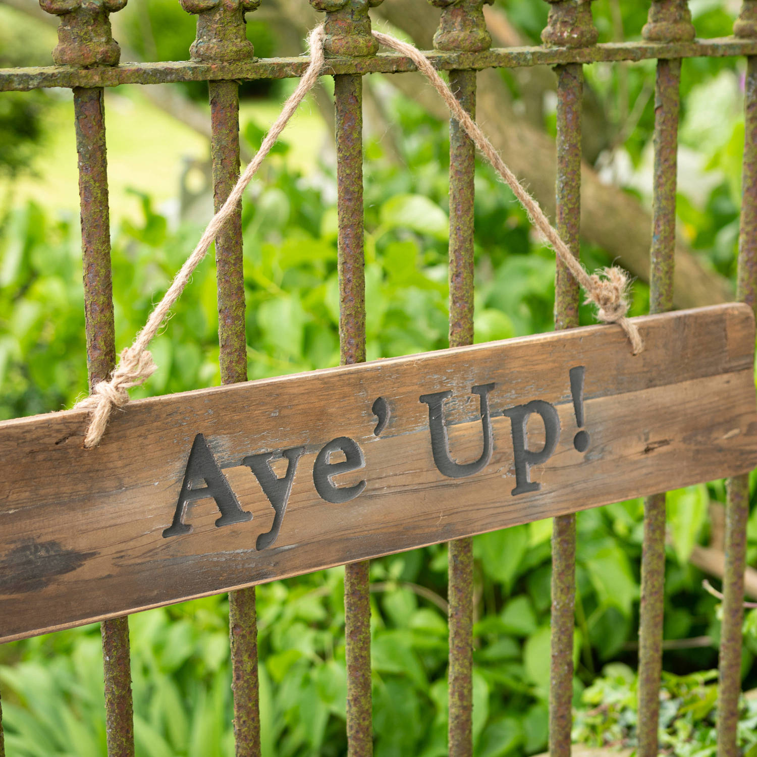 Aye' Up Rustic Wooden Message Plaque - Image 4