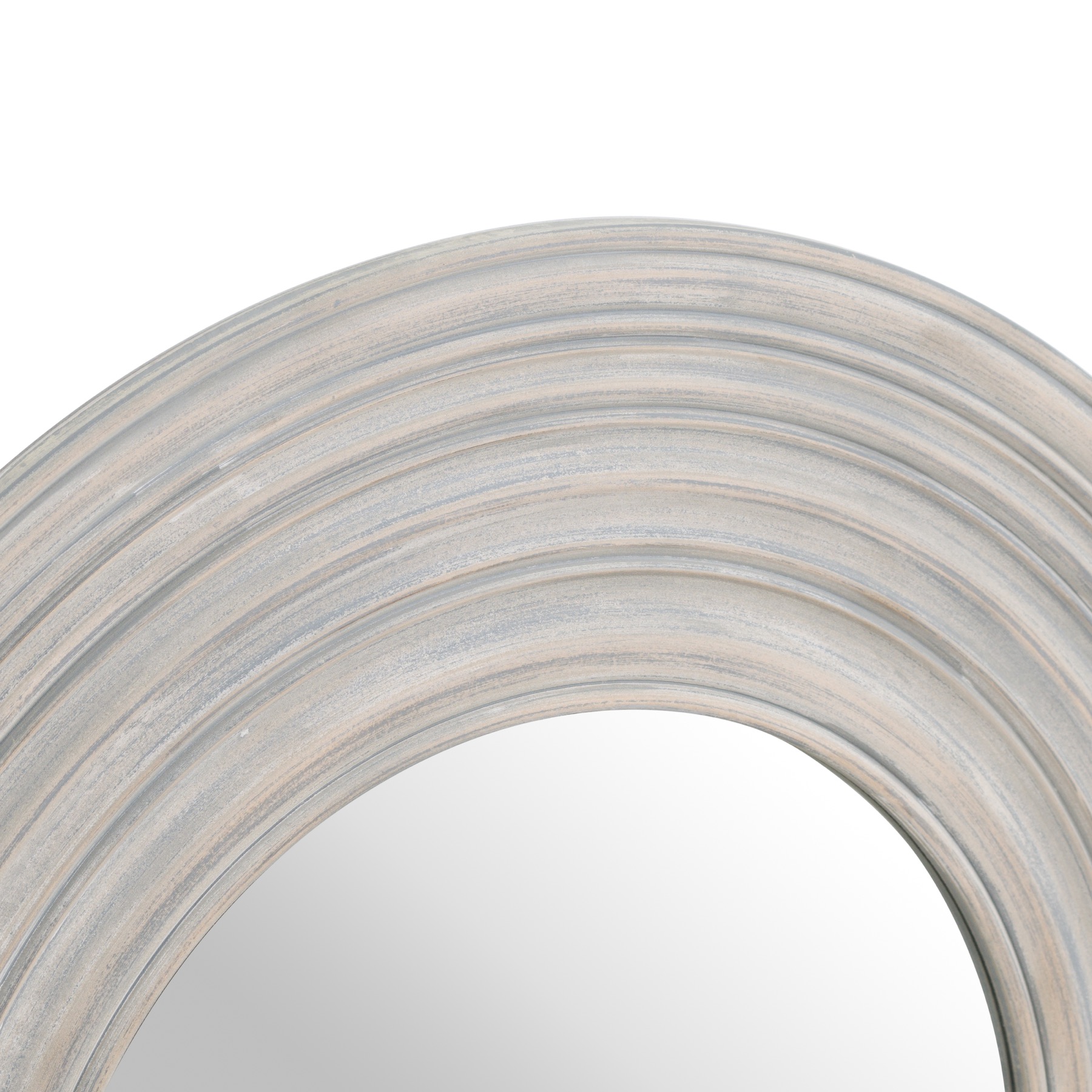 Grey Painted Round Ribbed Mirror - Image 2