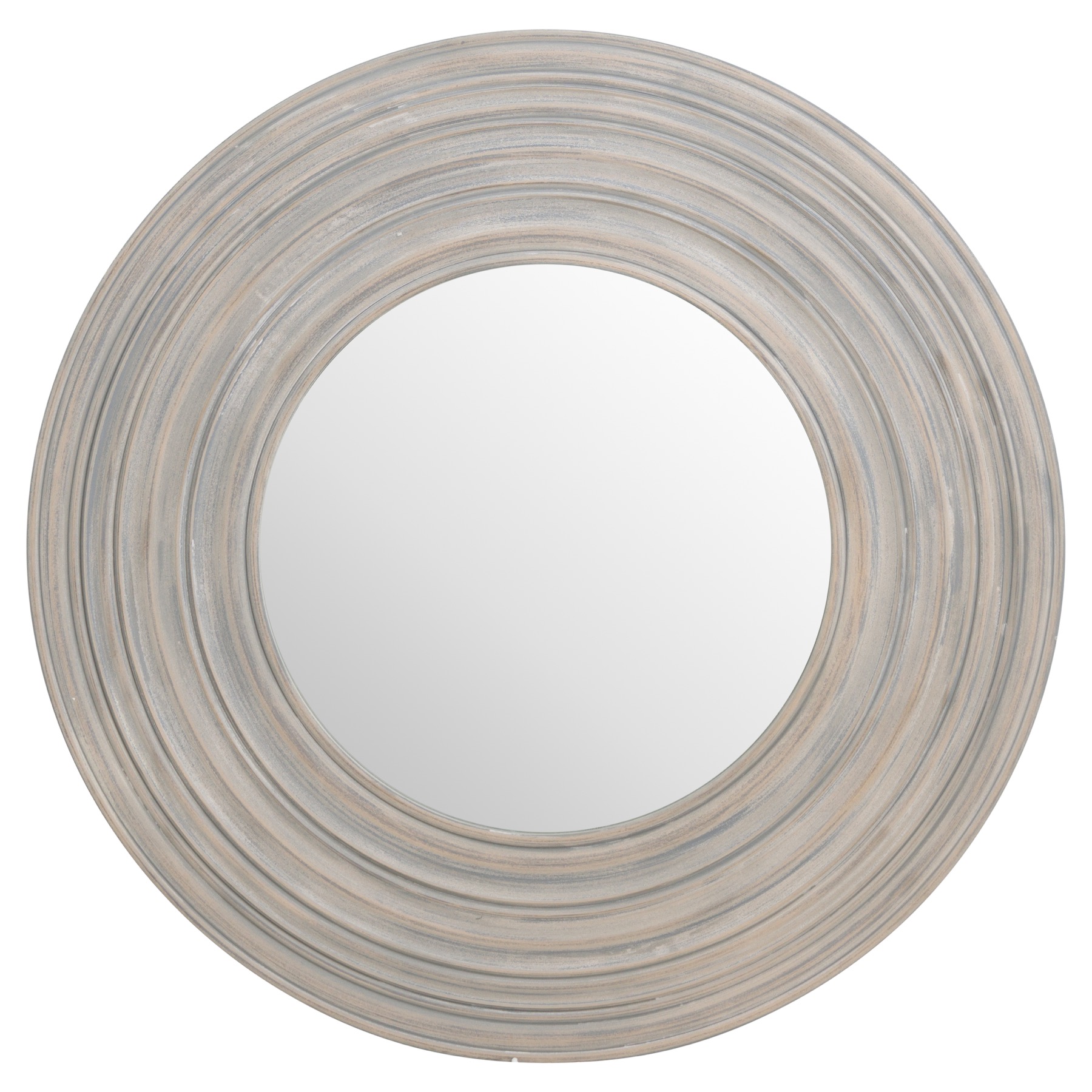 Grey Painted Round Ribbed Mirror - Image 1