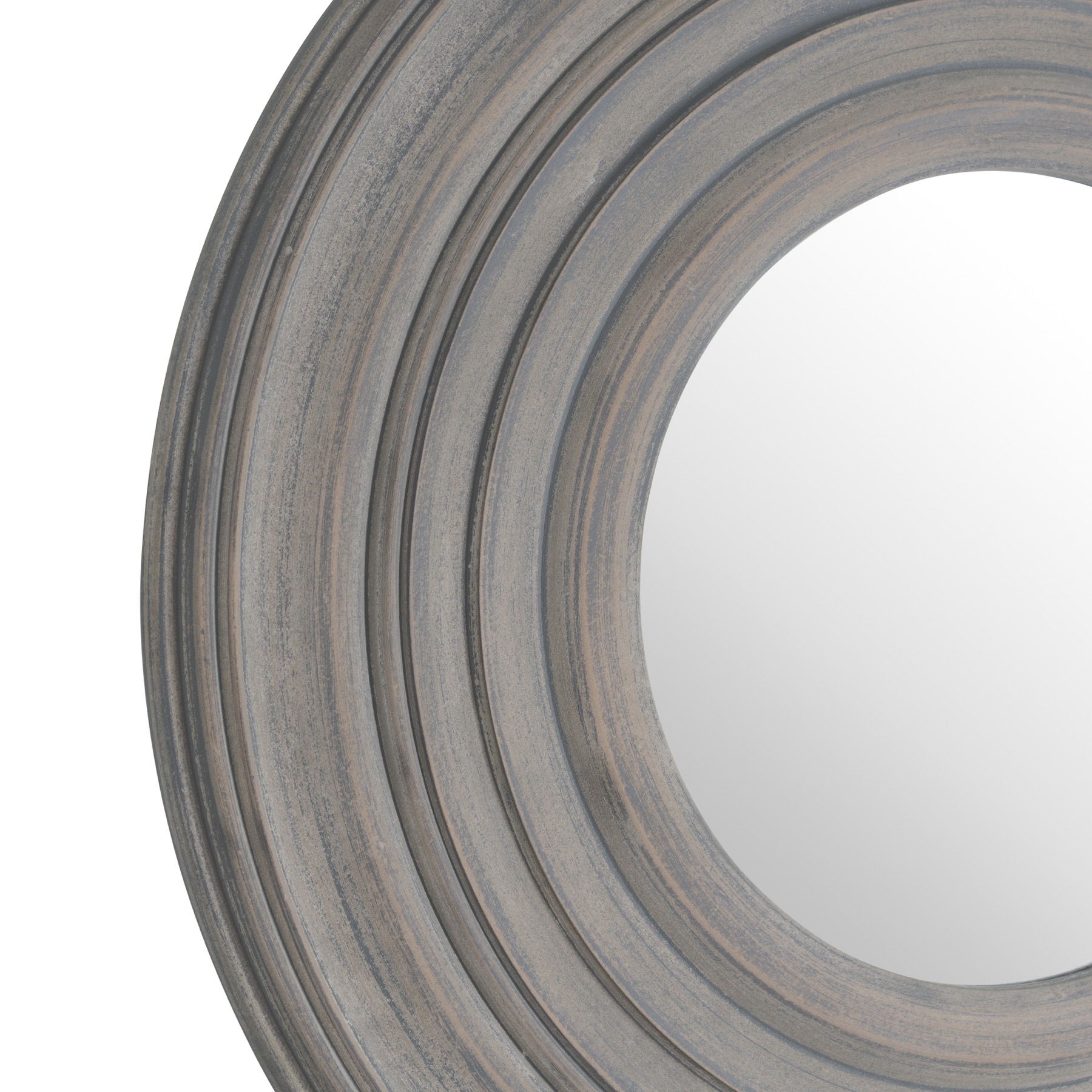 Grey Painted Round Textured Mirror - Image 2