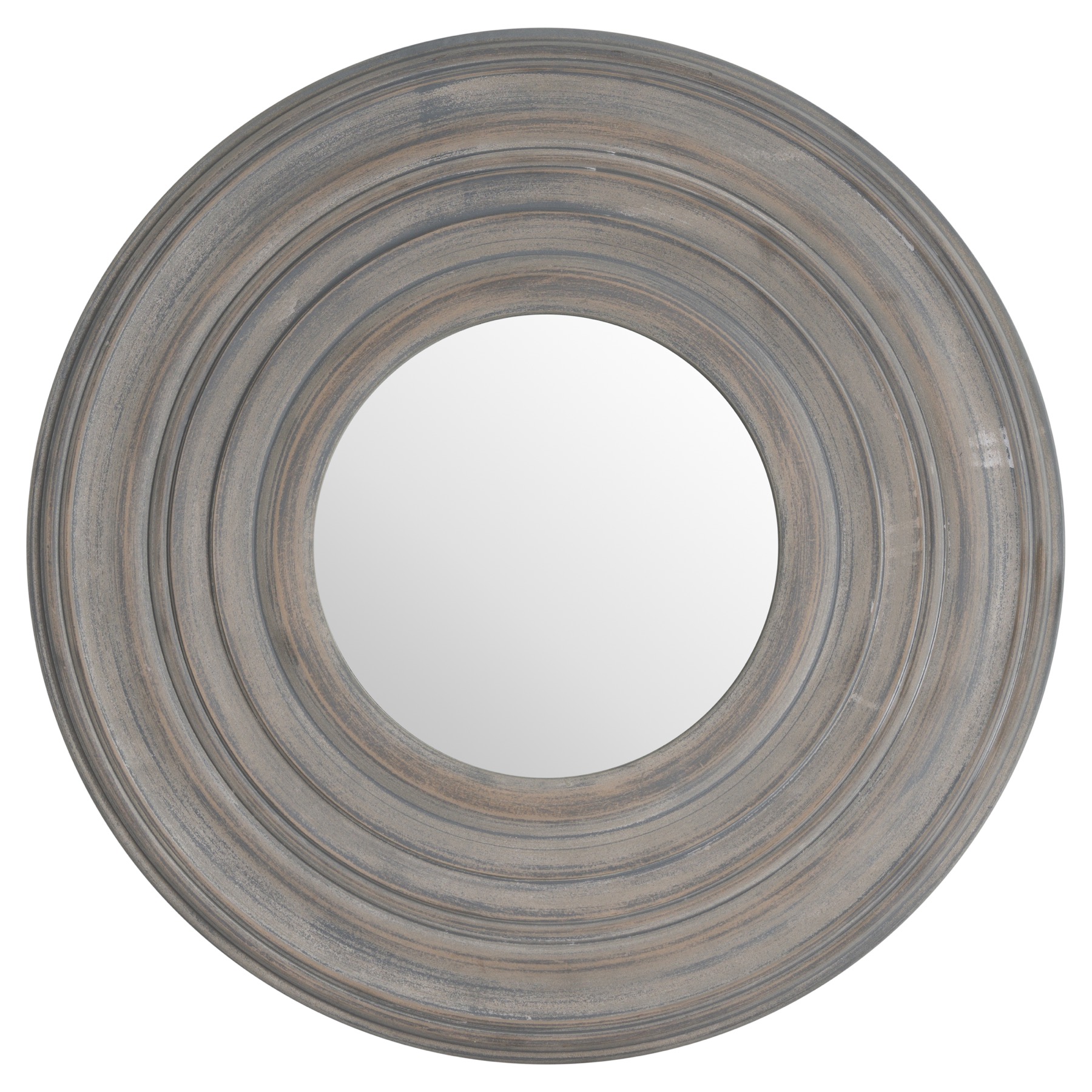 Grey Painted Round Textured Mirror - Image 1
