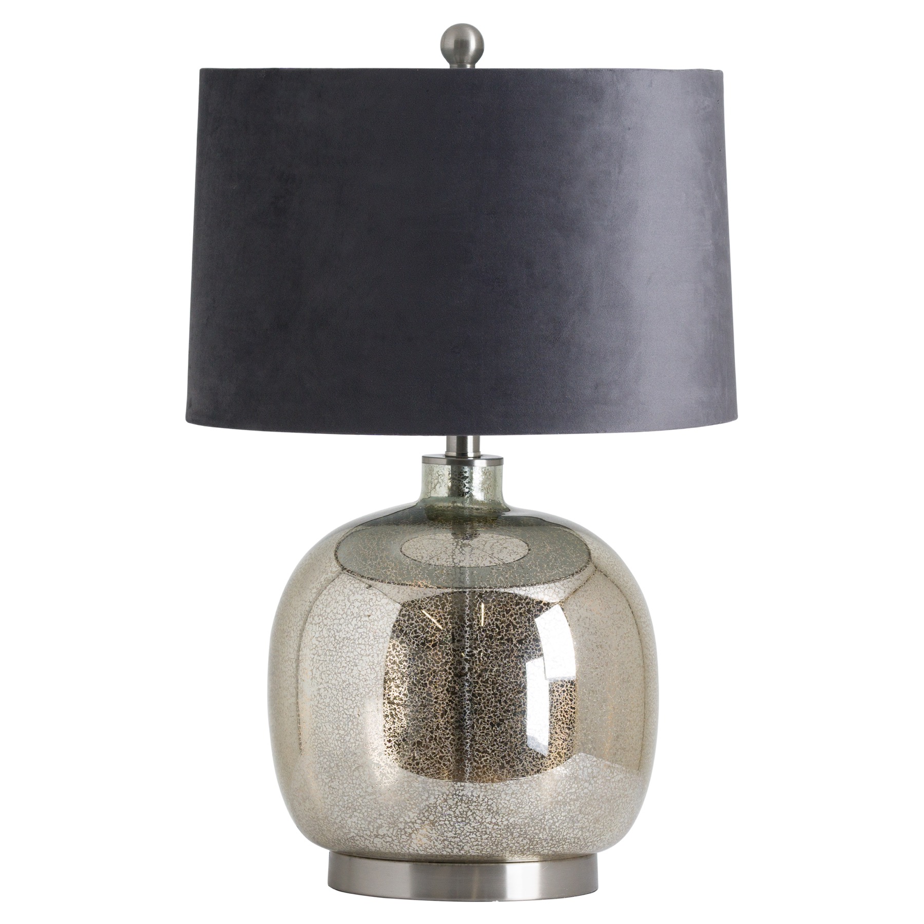 Isla Mirrored Glass Round Table Lamp With Velvet Shade Wholesale by