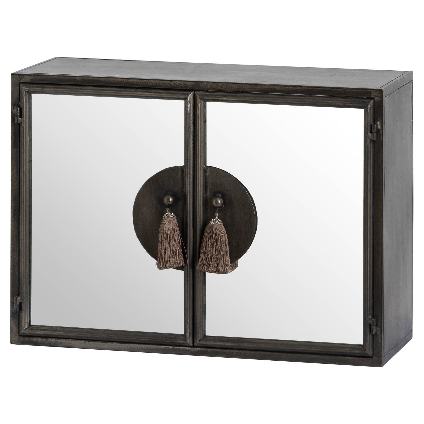 Silver Mirrored Wall With Tassel Handles Wholesale by Hill