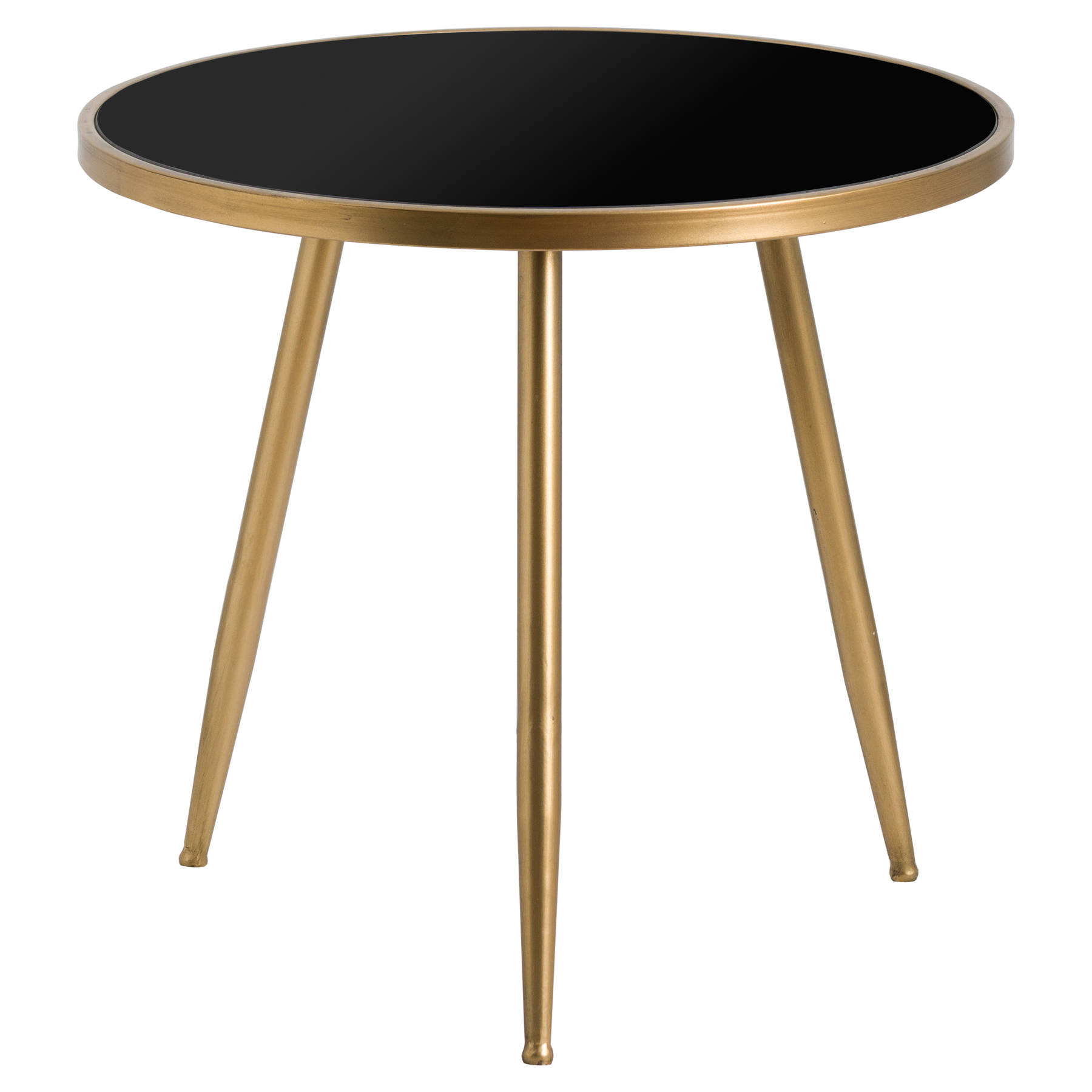 Antique Bronze Circular Side Table With Black Glass Top ...