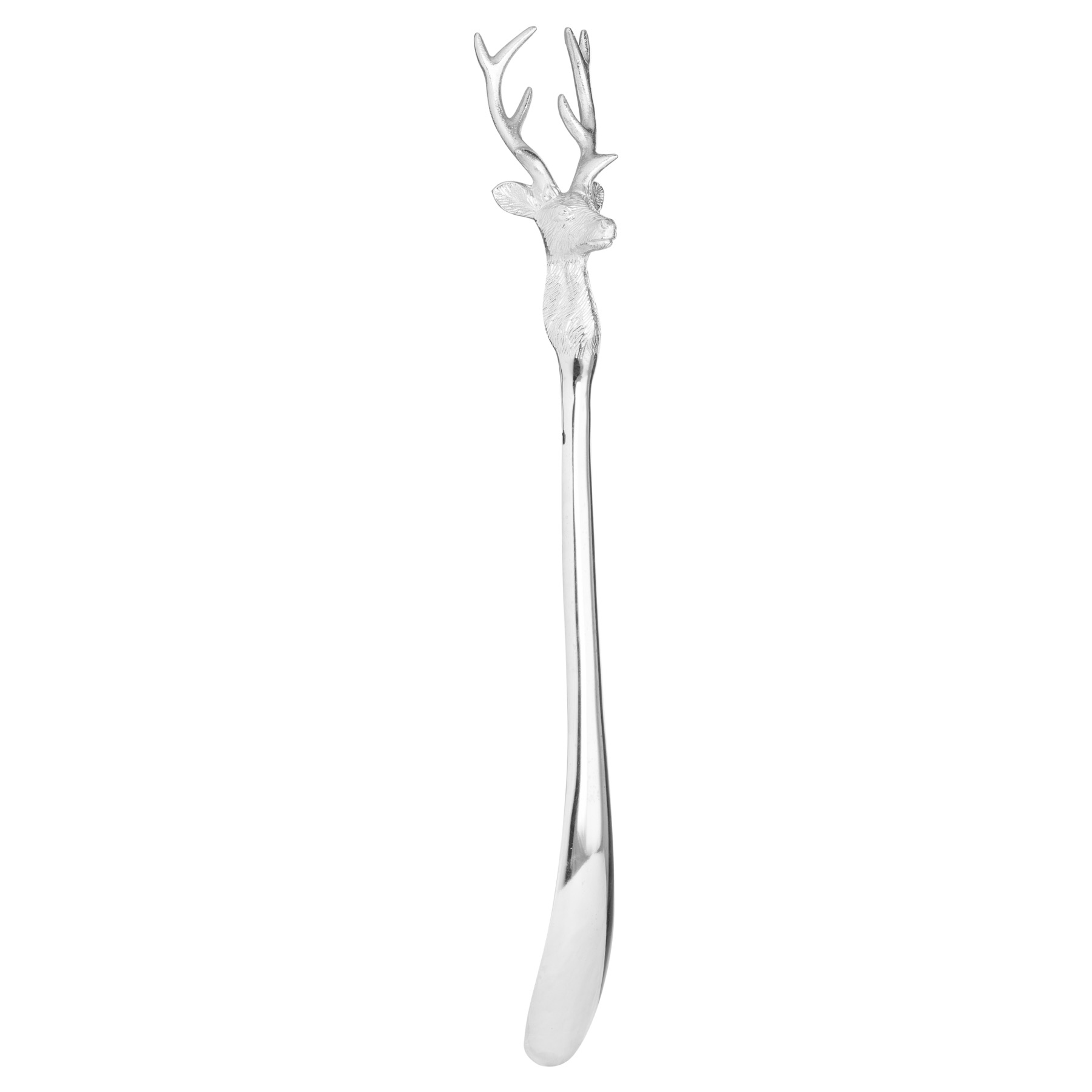 Silver Nickel Stag Head Detail Shoe Horn - Image 1