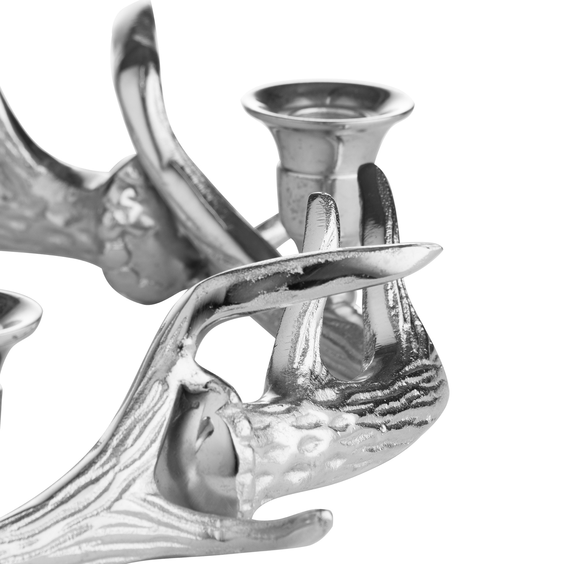 Silver Nickel Circular Antler Candelabra With Four Candle Ho - Image 2