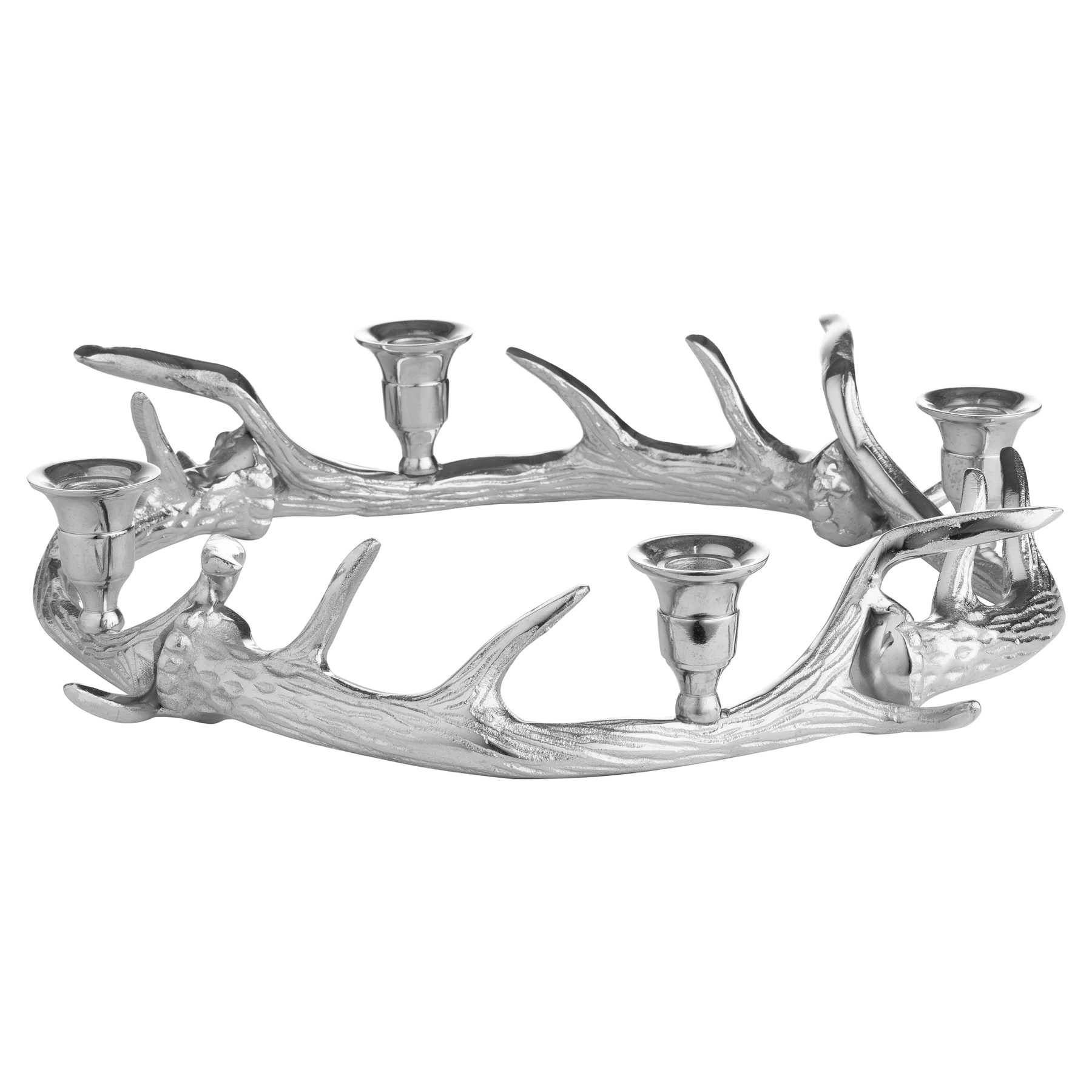 Silver Nickel Circular Antler Candelabra With Four Candle Ho - Image 1