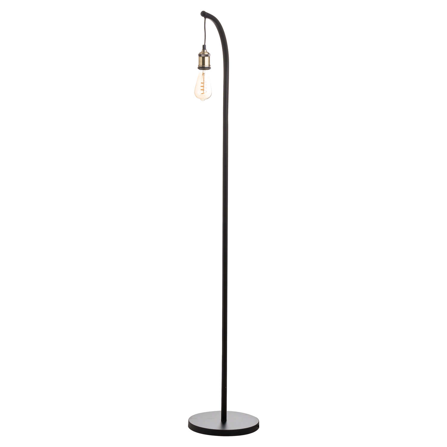 Industrial Black And Brass Floor Lamp Inc Bulb - Image 1