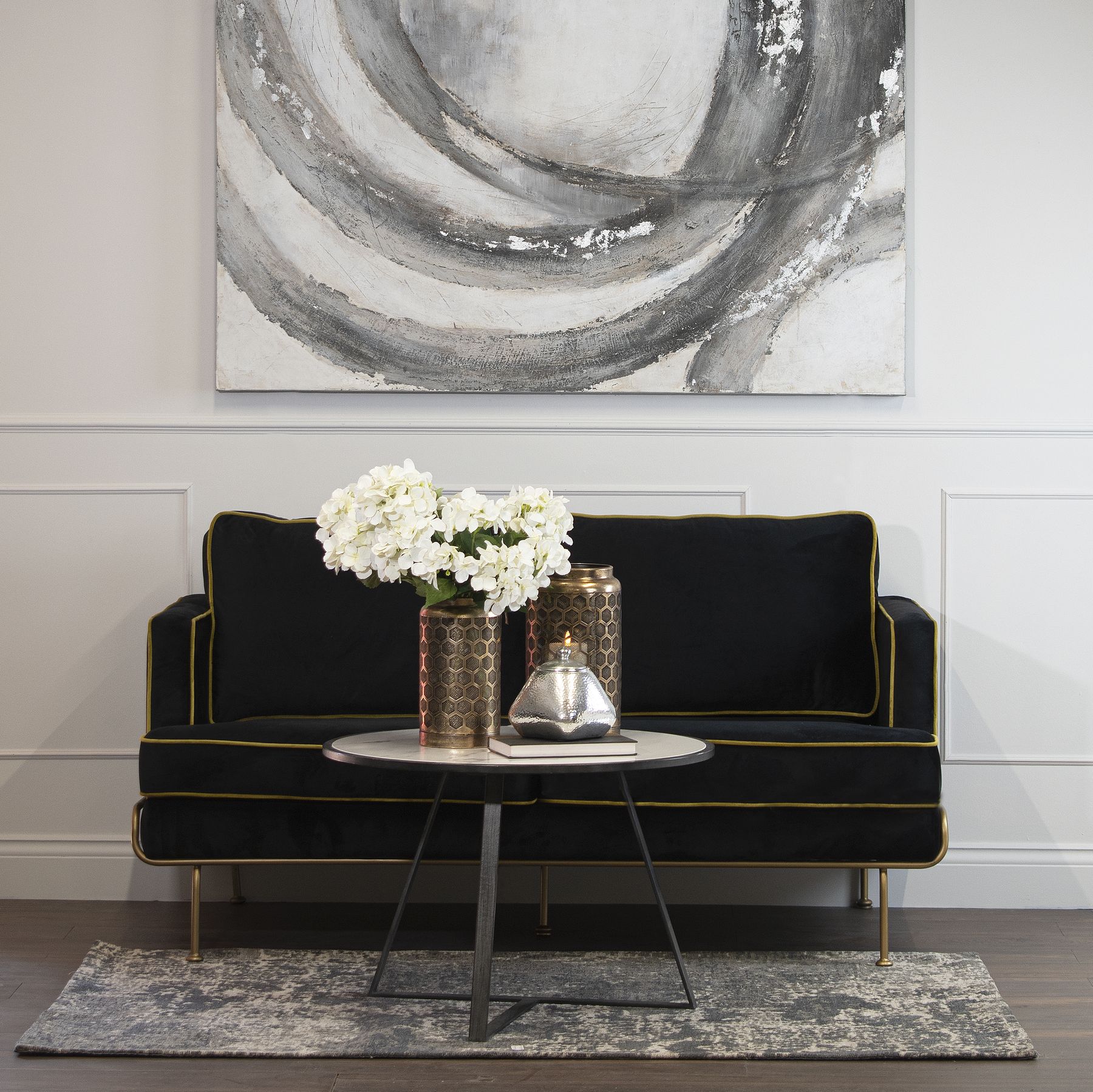 Grey And Marble Low Side Coffee Table - Image 3