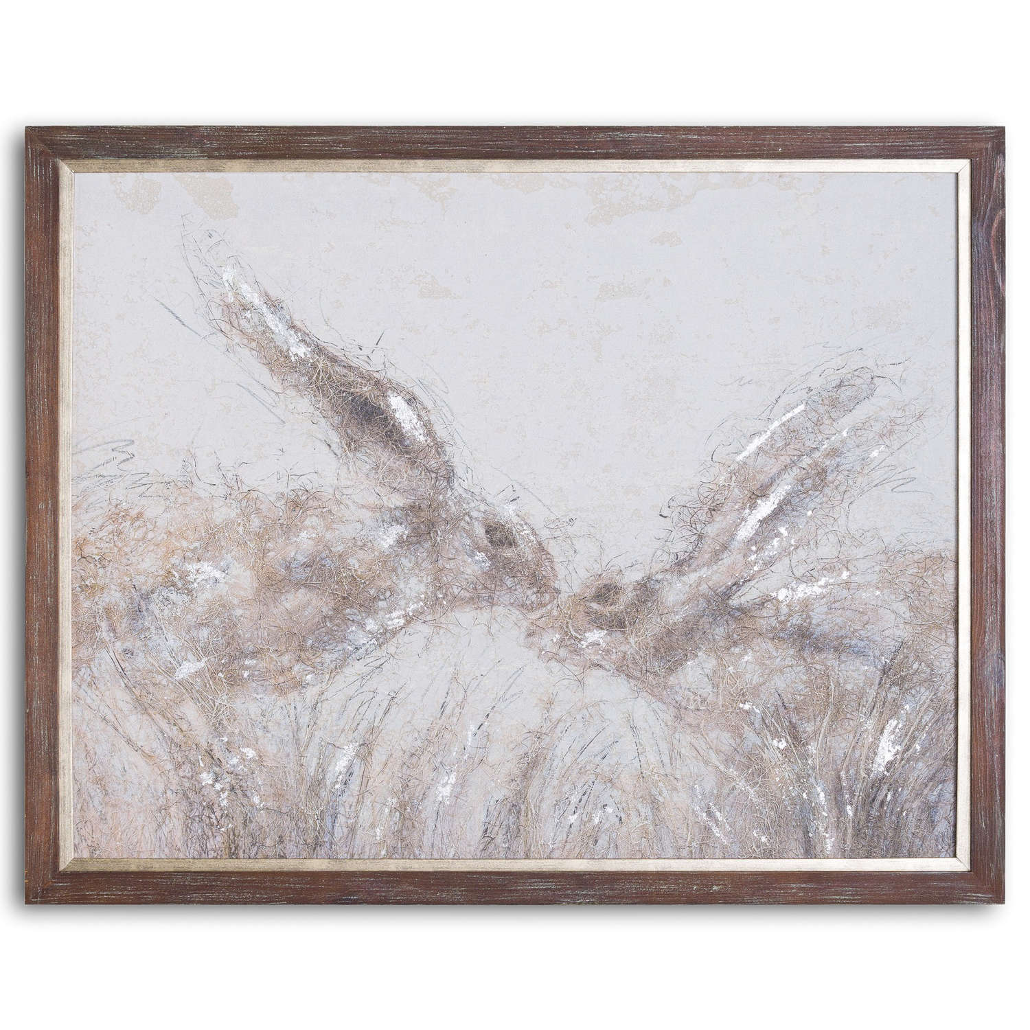 March Hares On Cement Board With Frame - Image 1