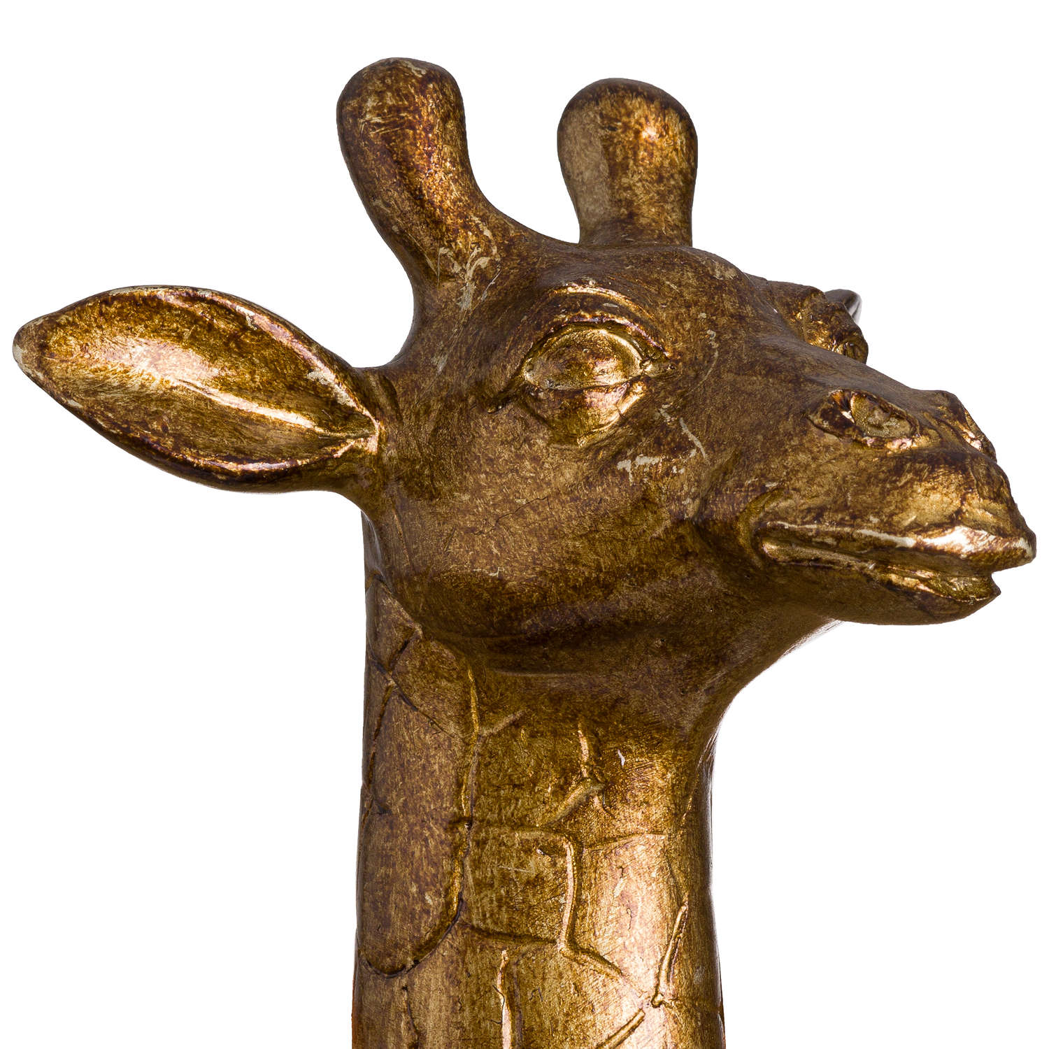 Antique Gold Giraffe Lamp With Burnt Orange Velvet Shade - Image 3