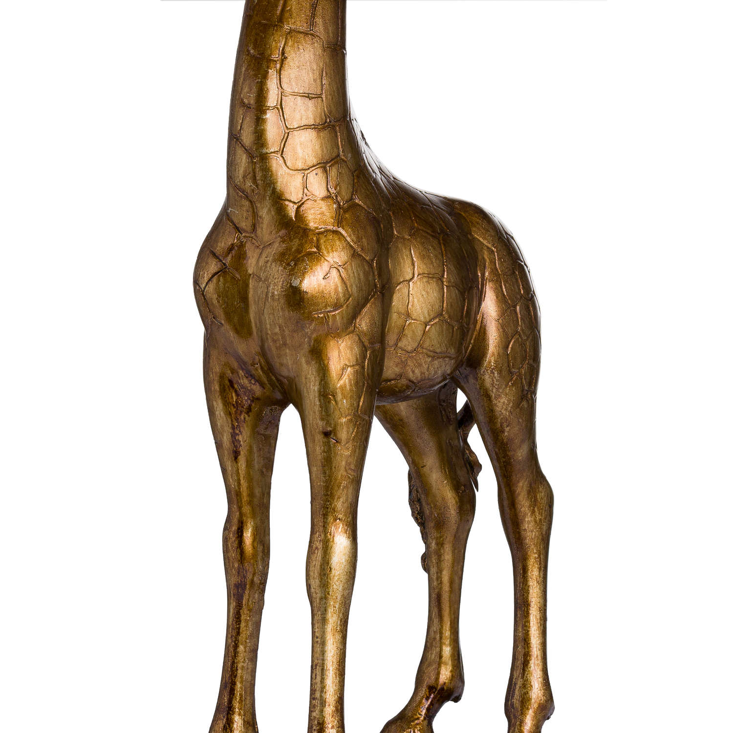 Antique Gold Giraffe Lamp With Burnt Orange Velvet Shade - Image 4