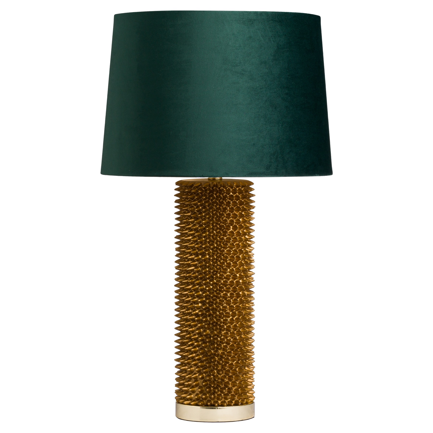Antique Gold Acantho Table Lamp With Emerald Velvet Shade - Image 1