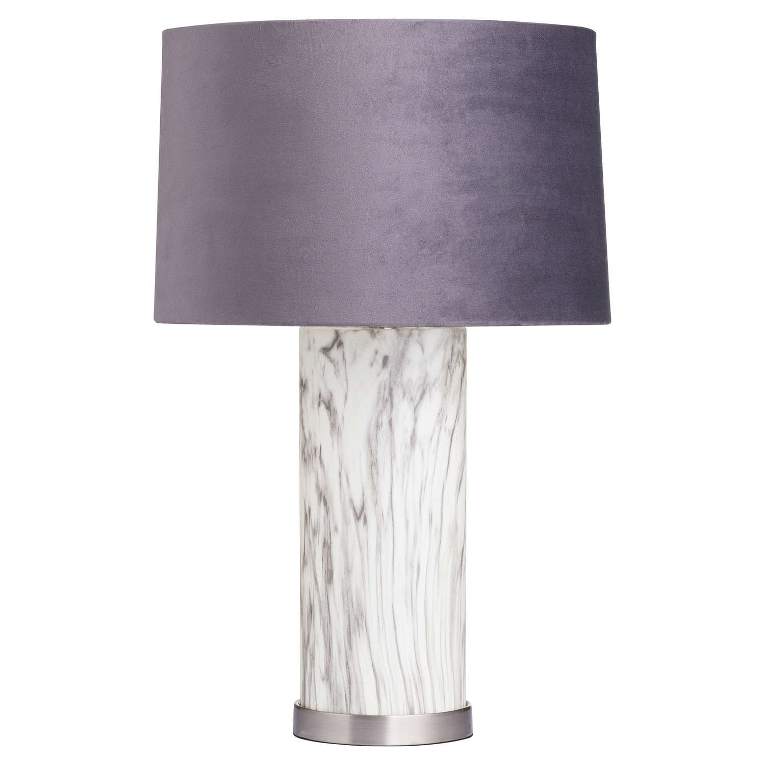 Marble Effect Glass Table Lamp With Grey Velvet Shade Wholesale by