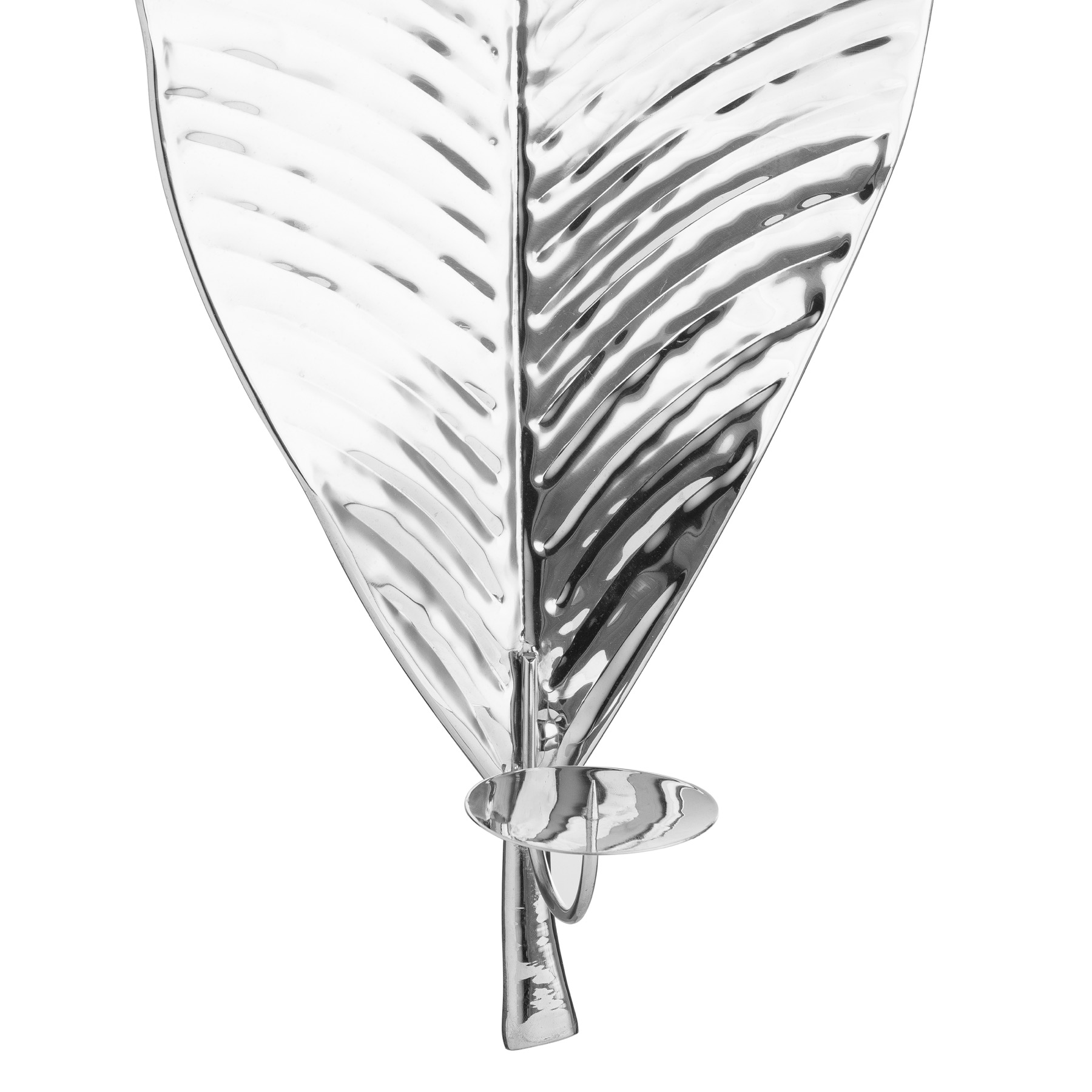 Large Silver Leaf Wall Hanging Candle Holder - Image 2