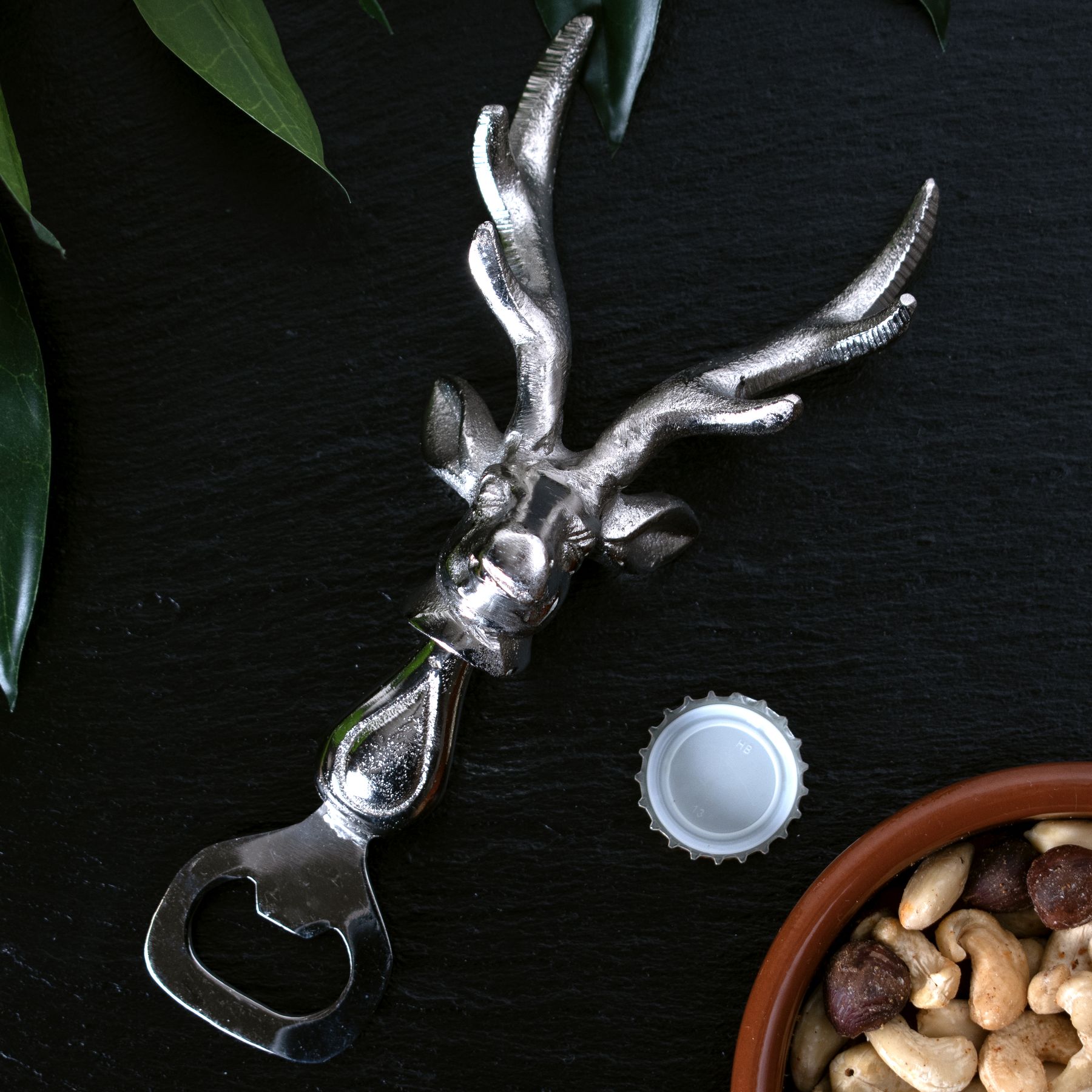 Silver Nickel Stag Head Detail Bottle Opener - Image 3