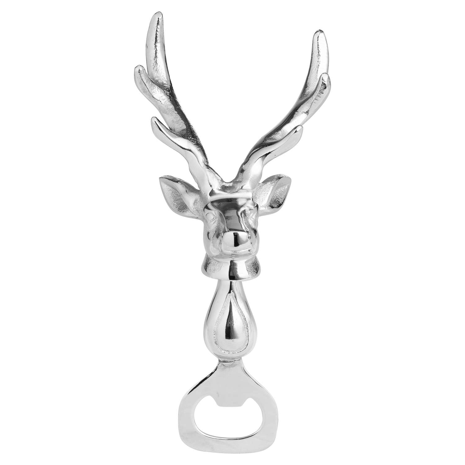 Silver Nickel Stag Head Detail Bottle Opener - Image 1