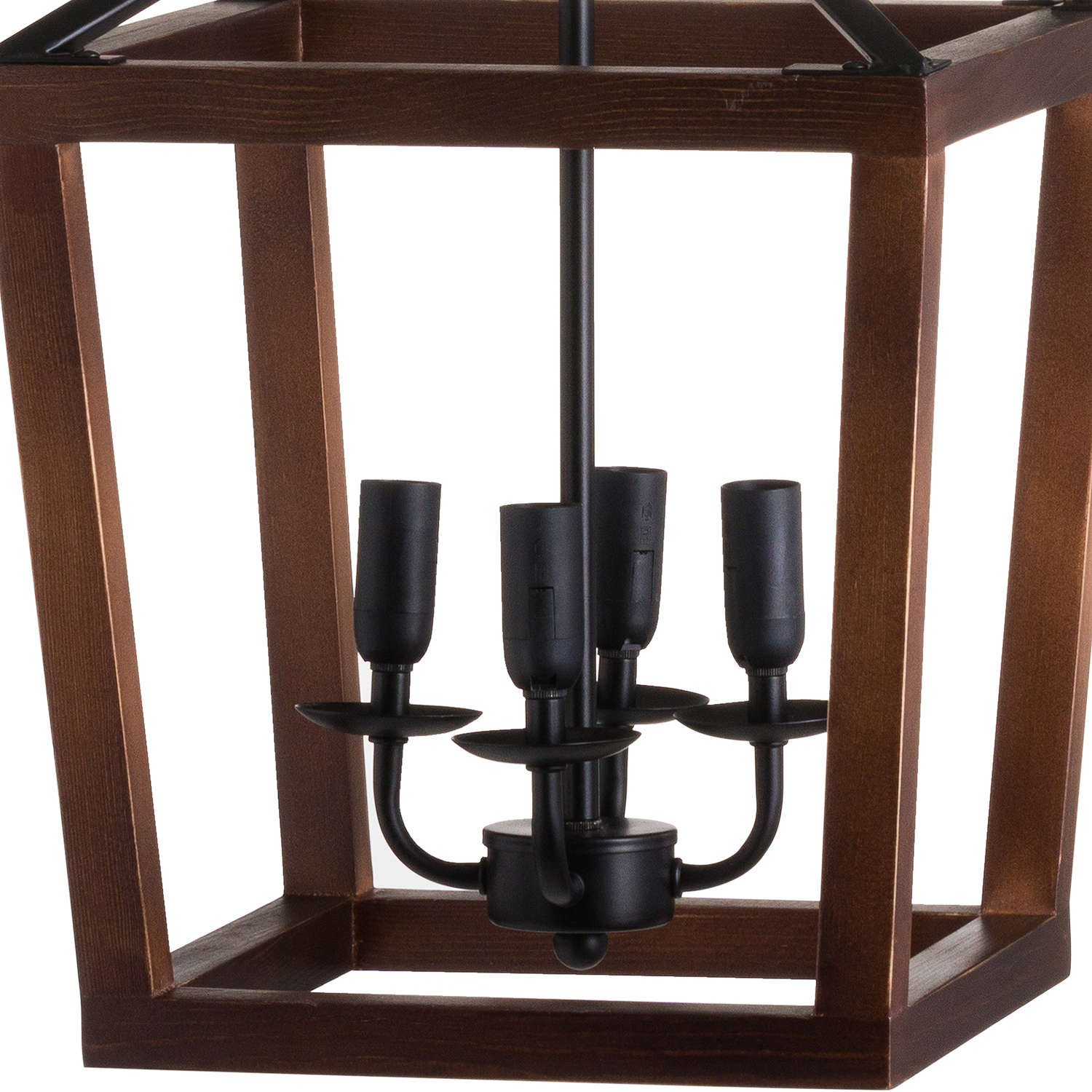Large Wooden Coach Lantern Hanging Pendant Light - Image 3
