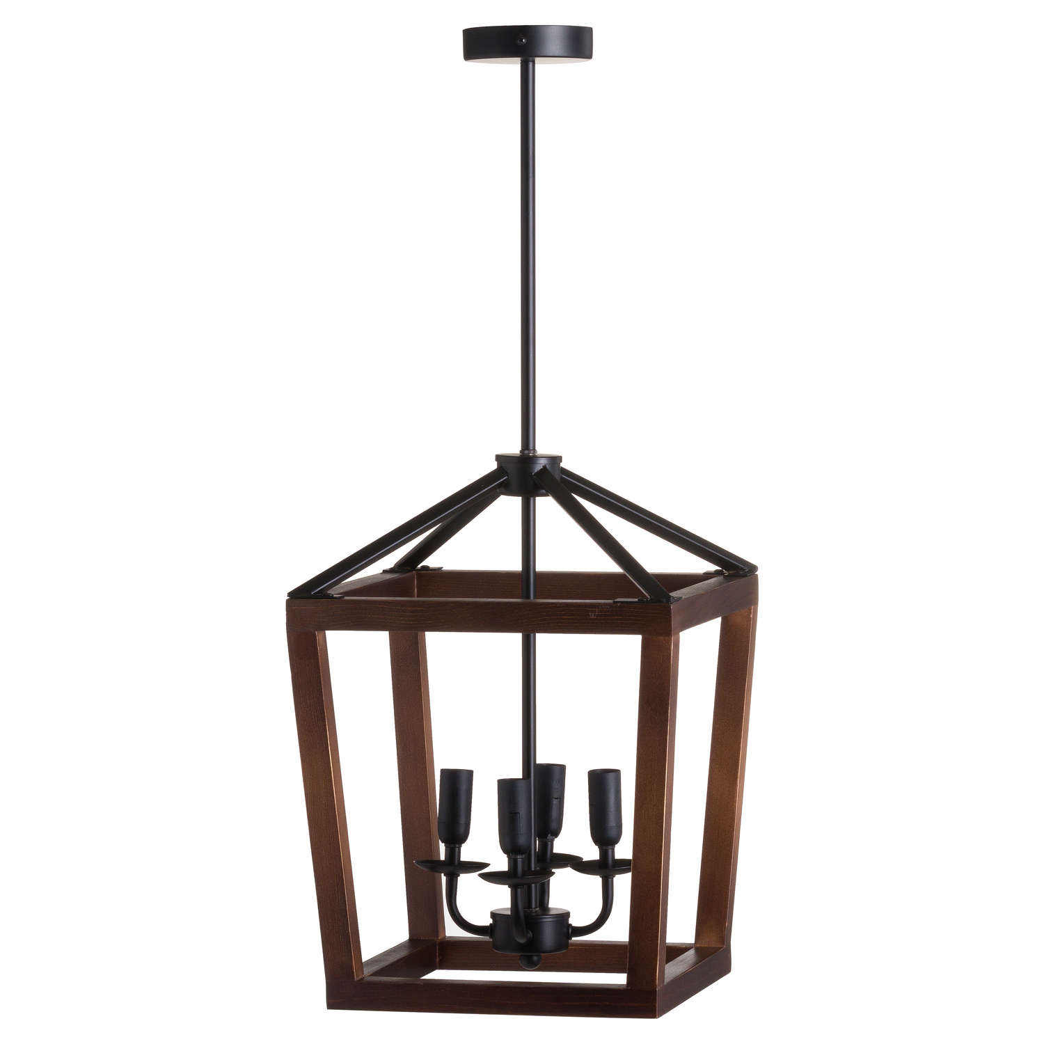 Large Wooden Coach Lantern Hanging Pendant Light - Image 1