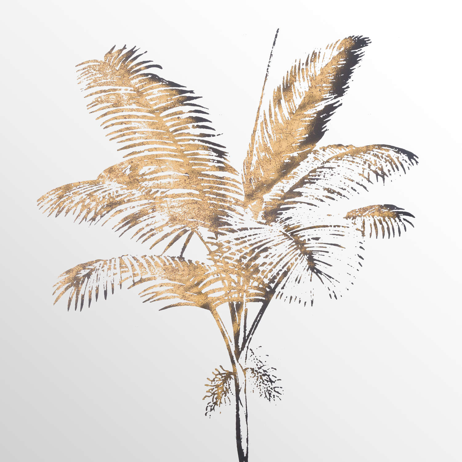 Metallic Mirrored Brass Palm Wall Art - Image 2