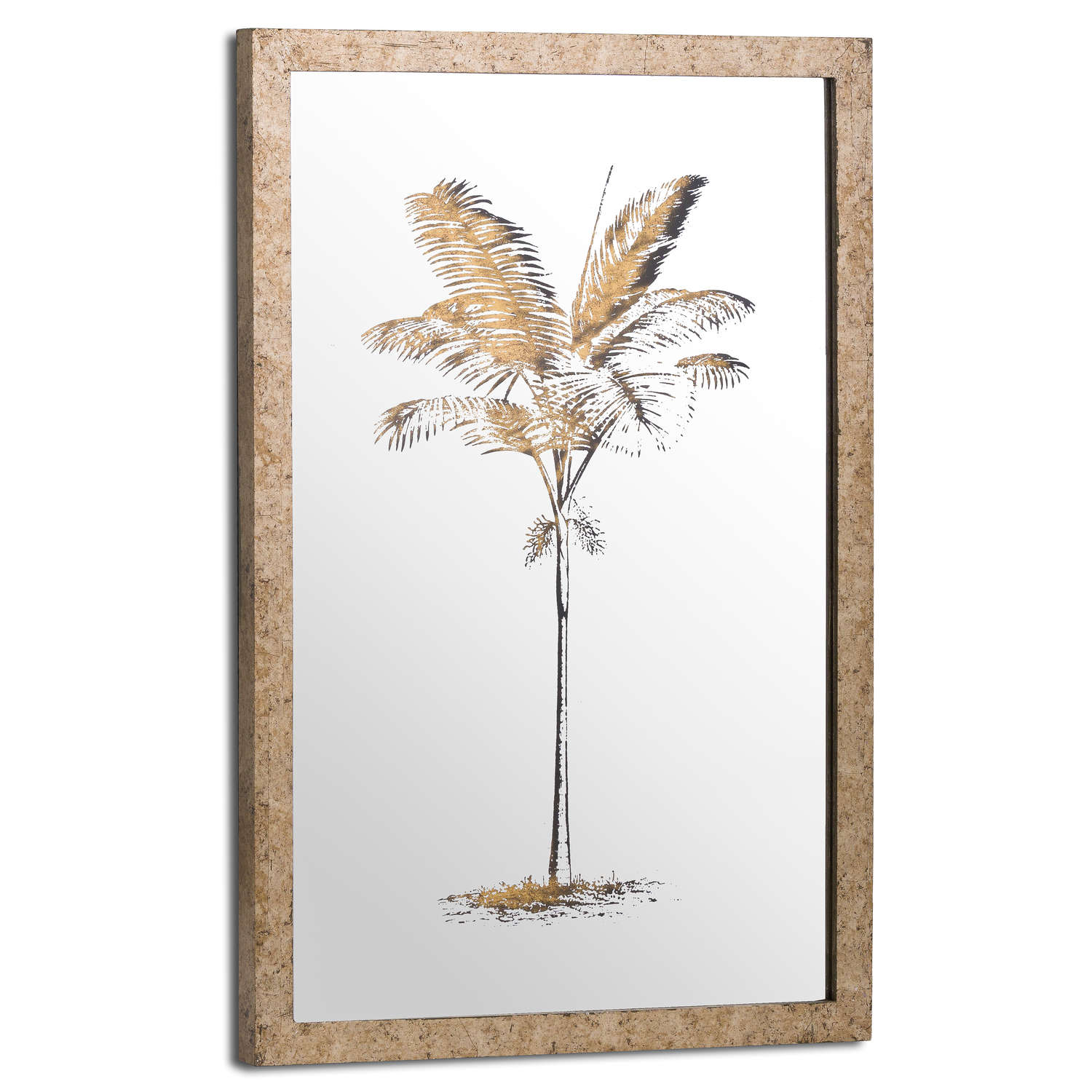 Metallic Mirrored Brass Palm Wall Art - Image 1
