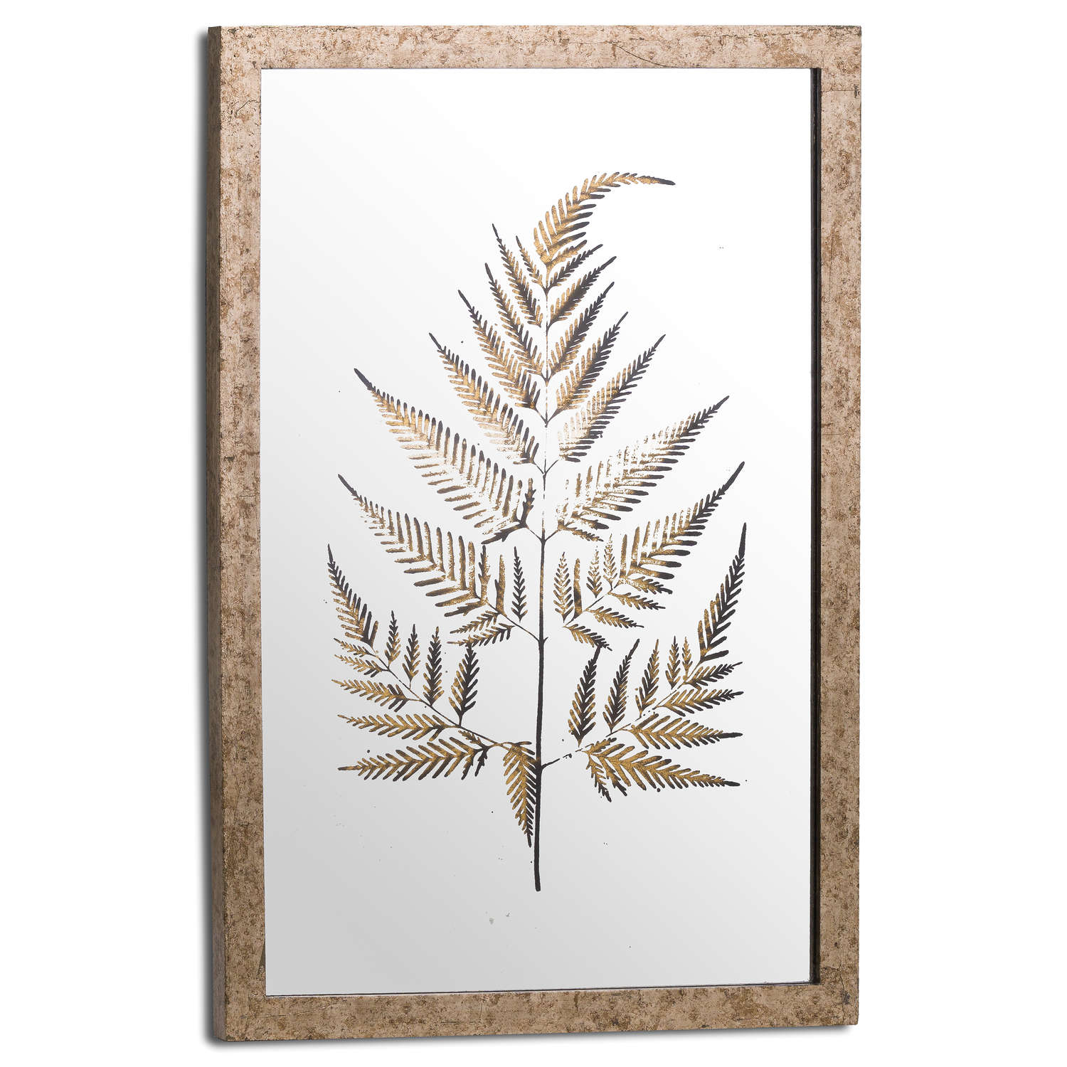 Metallic Mirrored Brass Fern Wall Art - Image 1