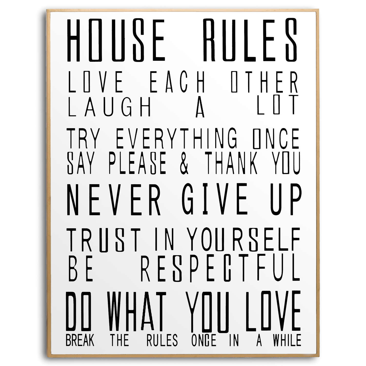 Large Glass House Rules Wall Art Wholesale by Hill Interiors