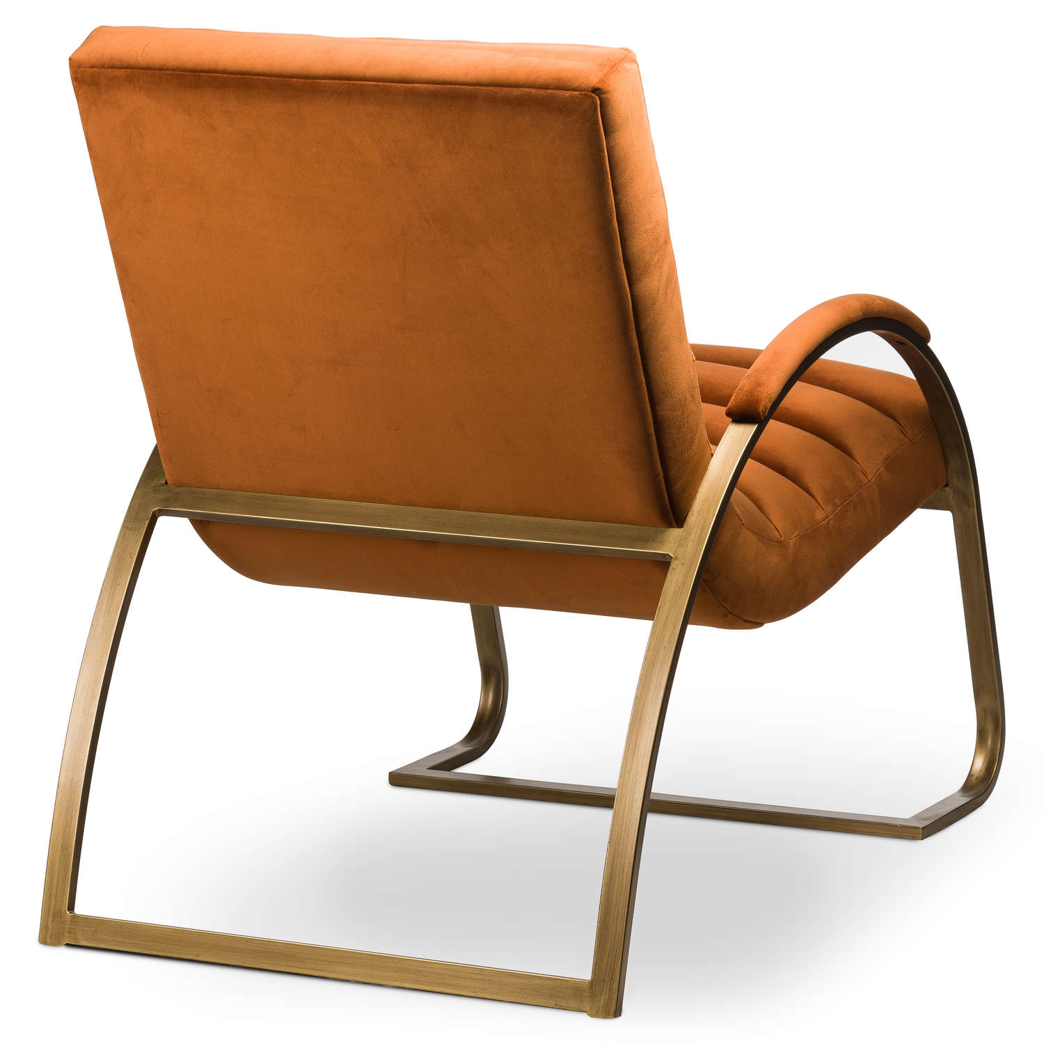 Burnt Orange And Brass Ribbed Ark Chair