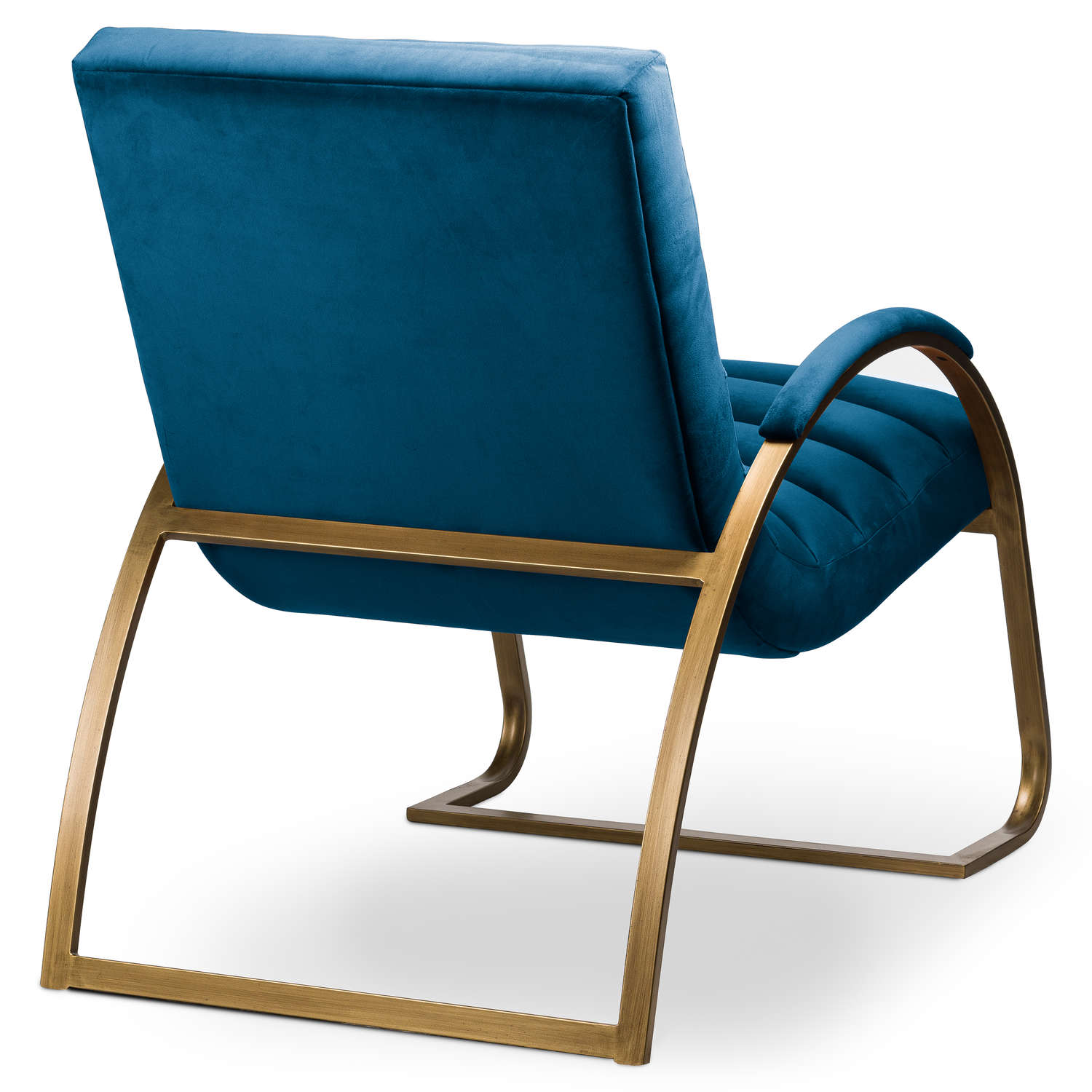 Navy And Brass Ribbed Ark Chair - Image 4