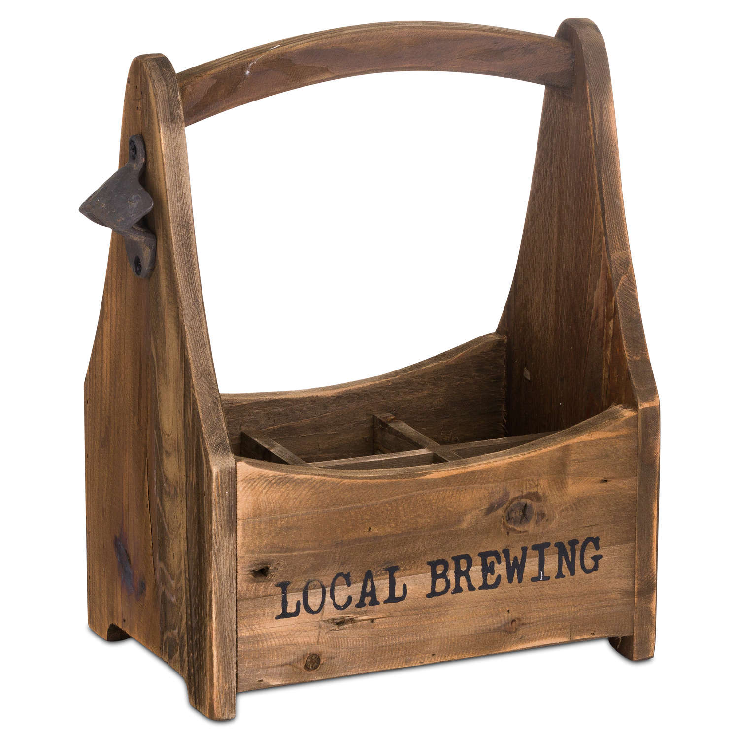 Rustic Six Bottle Holder With Opener Wholesale by Hill Interiors