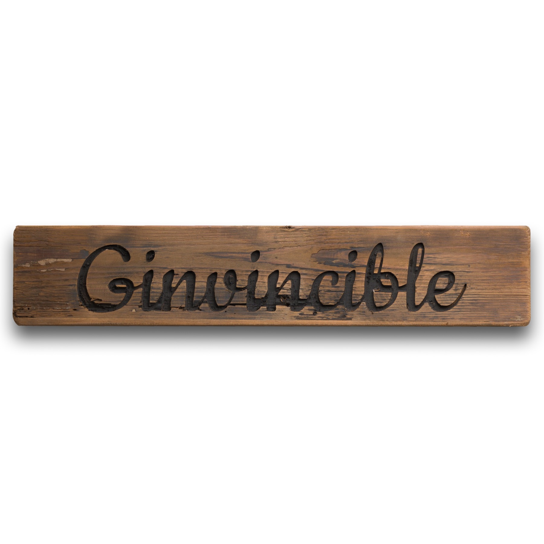 Ginvincible Rustic Wooden Message Plaque - Image 1