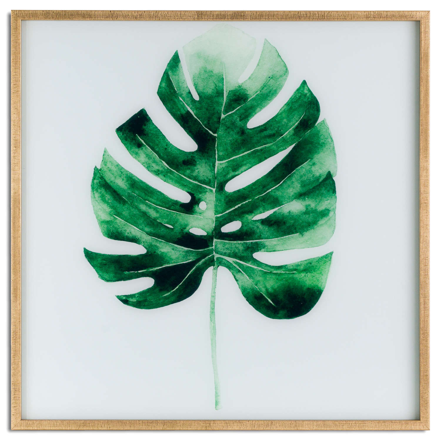 Cheese Plant Glass Image In Gold Frame - Image 1
